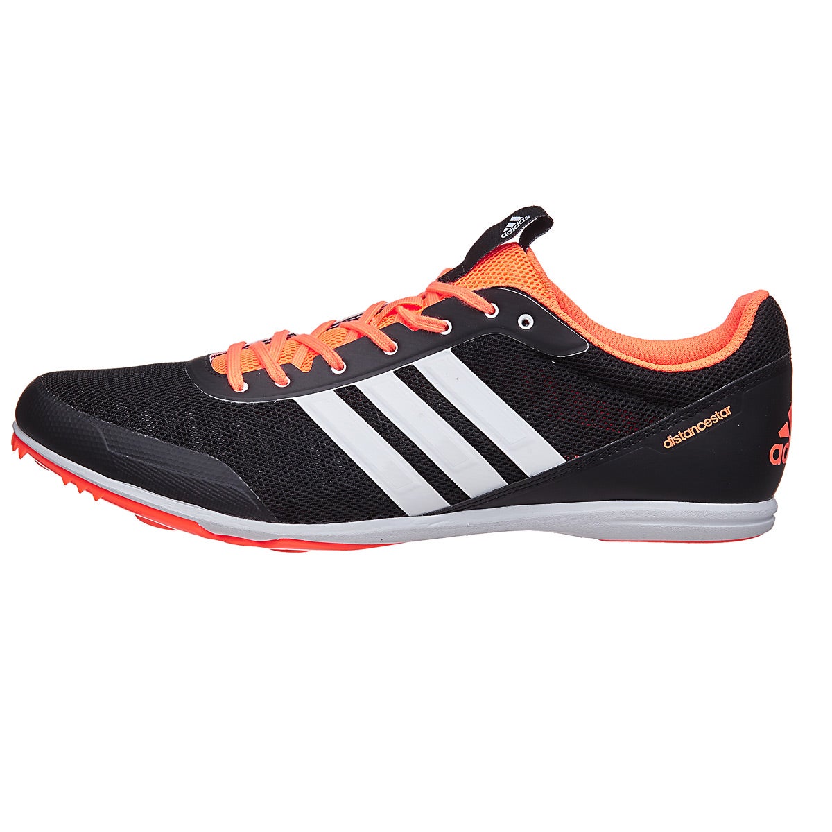 adidas DistanceStar Men's Spikes Black/White/Orange 360° View | Running ...