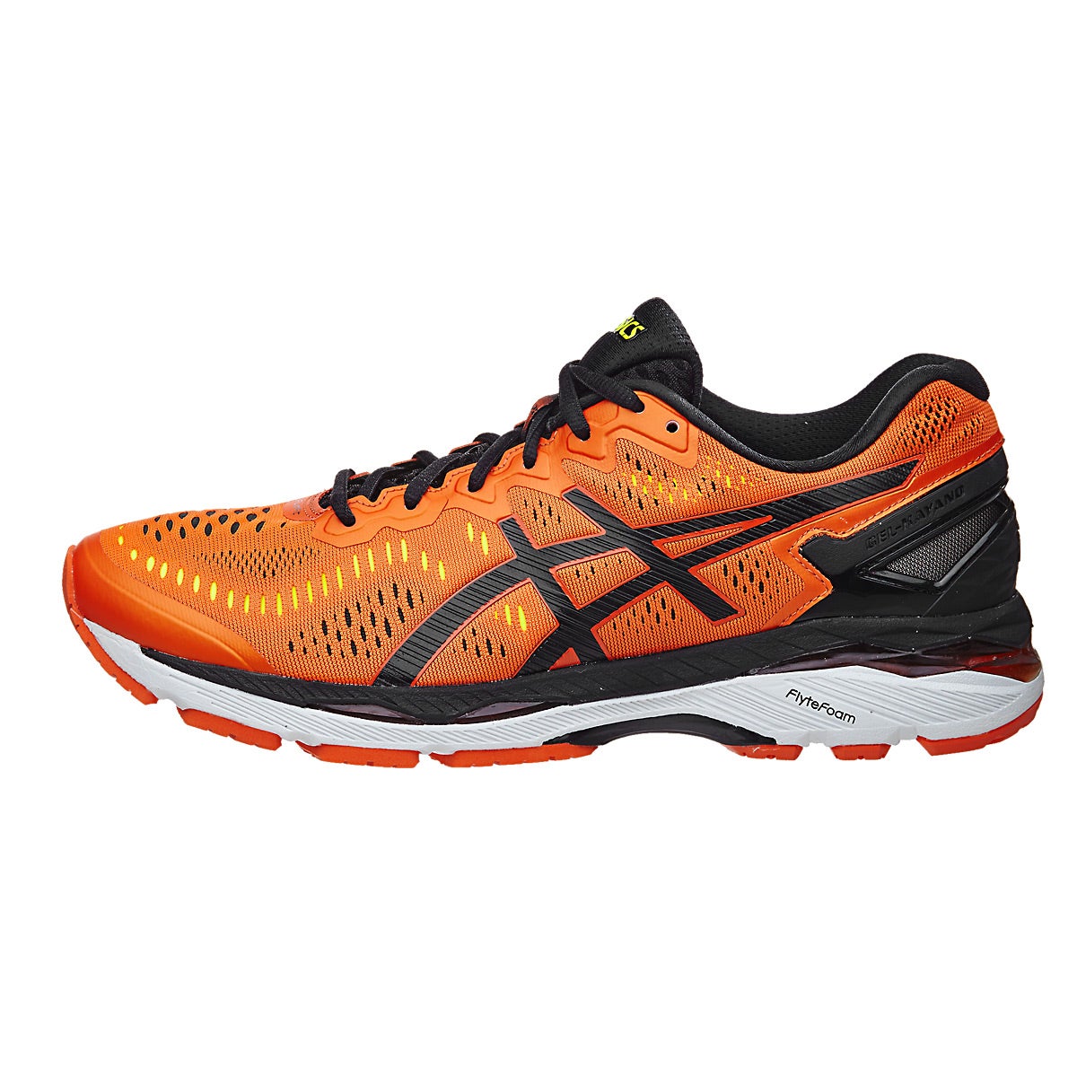 ASICS Gel Kayano 23 Men's Shoes Orange/Black/Yellow 360° View | Running ...