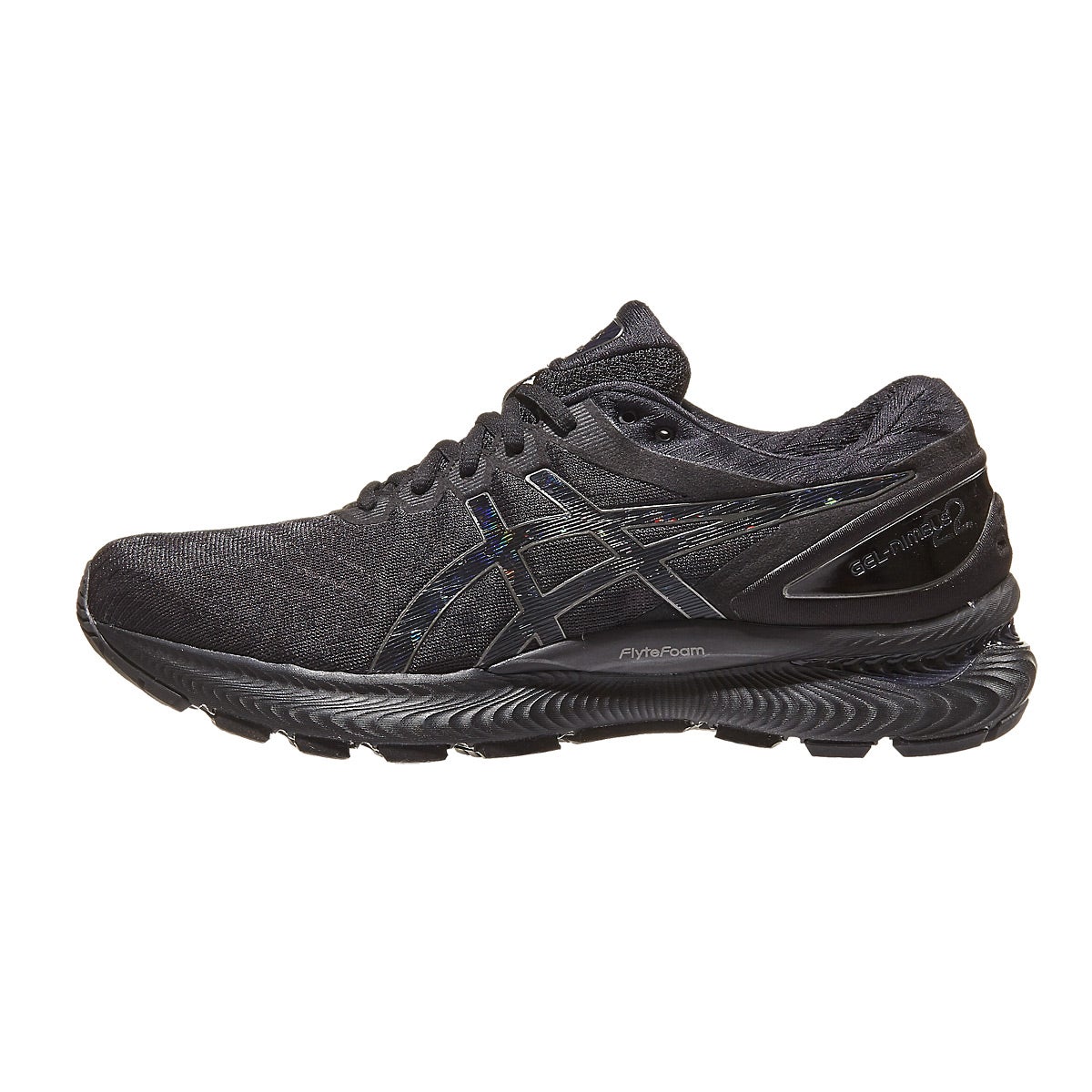 ASICS Gel Nimbus 22 Men's Shoes Black/Black 360° View | Running Warehouse
