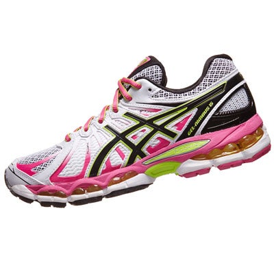 ASICS Gel Nimbus 15 Women's Shoes Wht/Bk/Pk 360° View | Running Warehouse