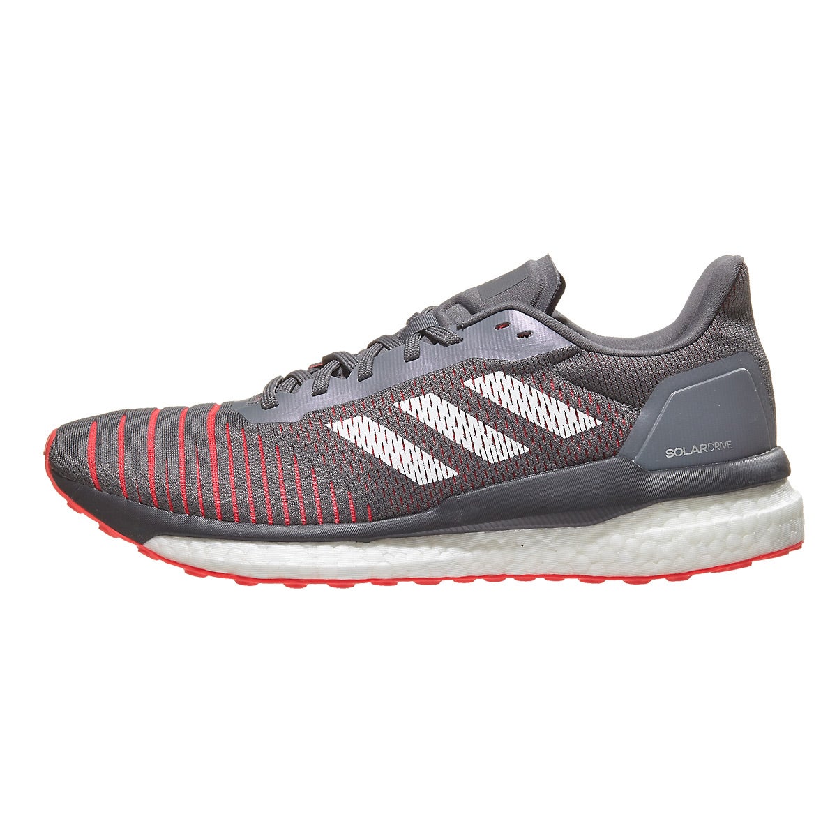 adidas Solar Drive Men's Shoes Grey/White/Red 360° View | Running Warehouse