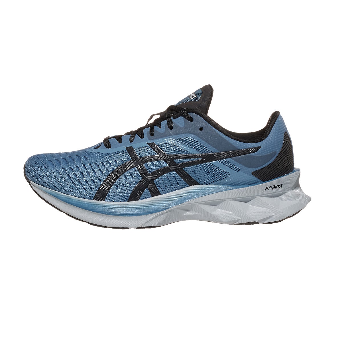 ASICS Novablast Men's Shoes Grey Floss/Black 360° View | Running Warehouse