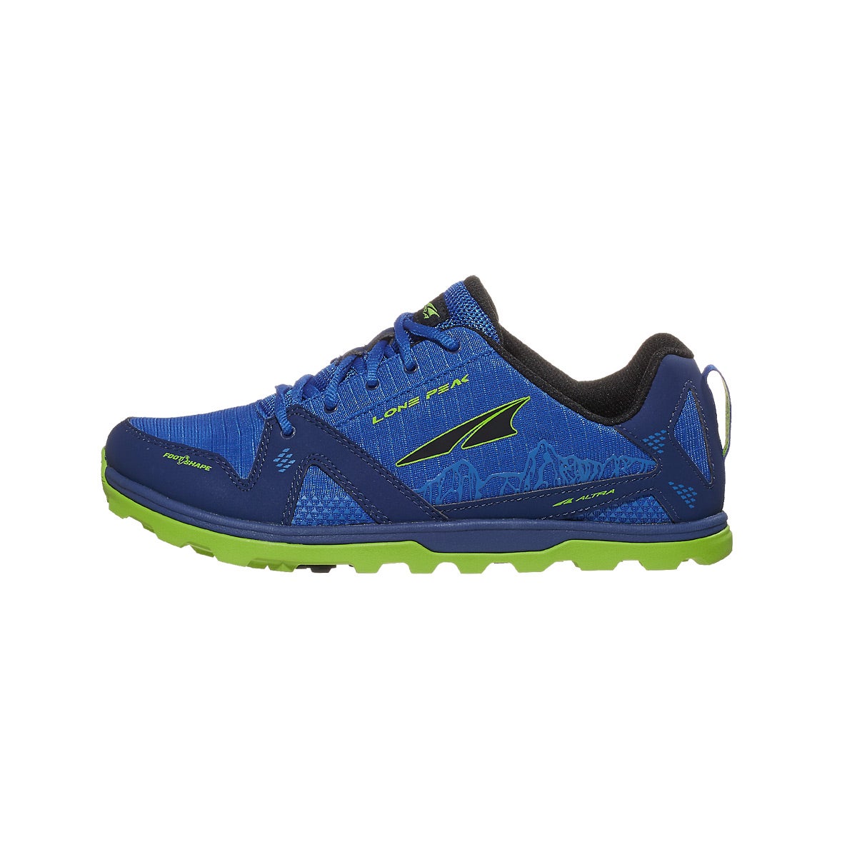Altra Youth Lone Peak Kids Shoes Blue/Lime 360° View Running Warehouse