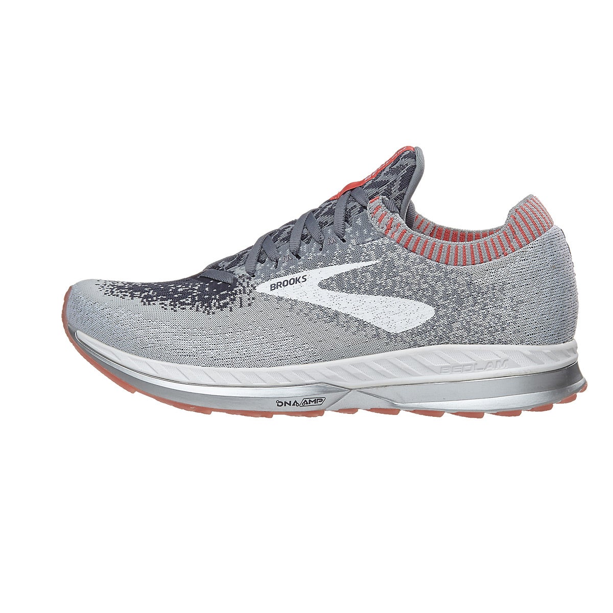 Brooks Bedlam Women's Shoes Grey/Coral/White 360° View | Running Warehouse