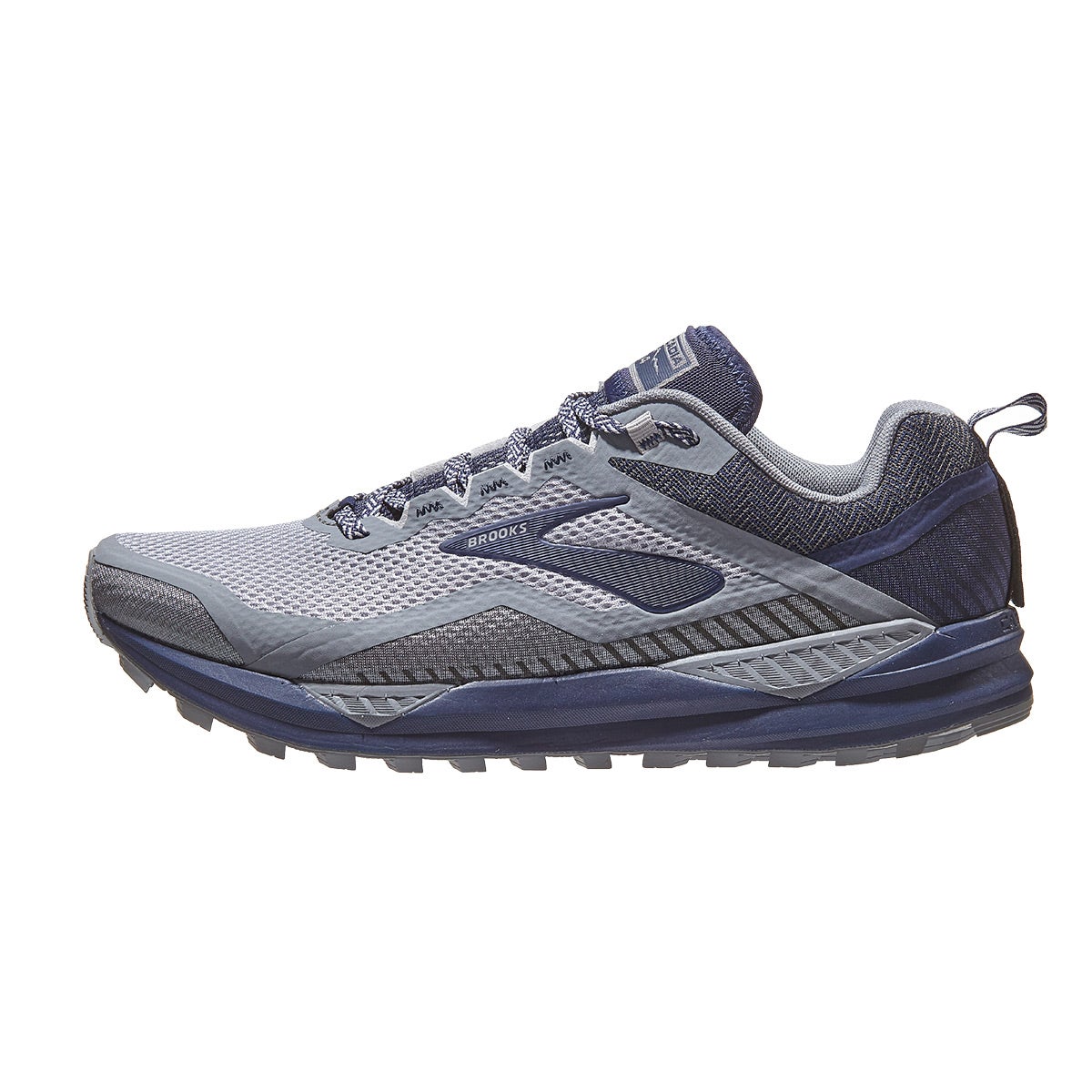 Brooks Cascadia 14 Men's Shoes Grey/Navy 360° View | Running Warehouse