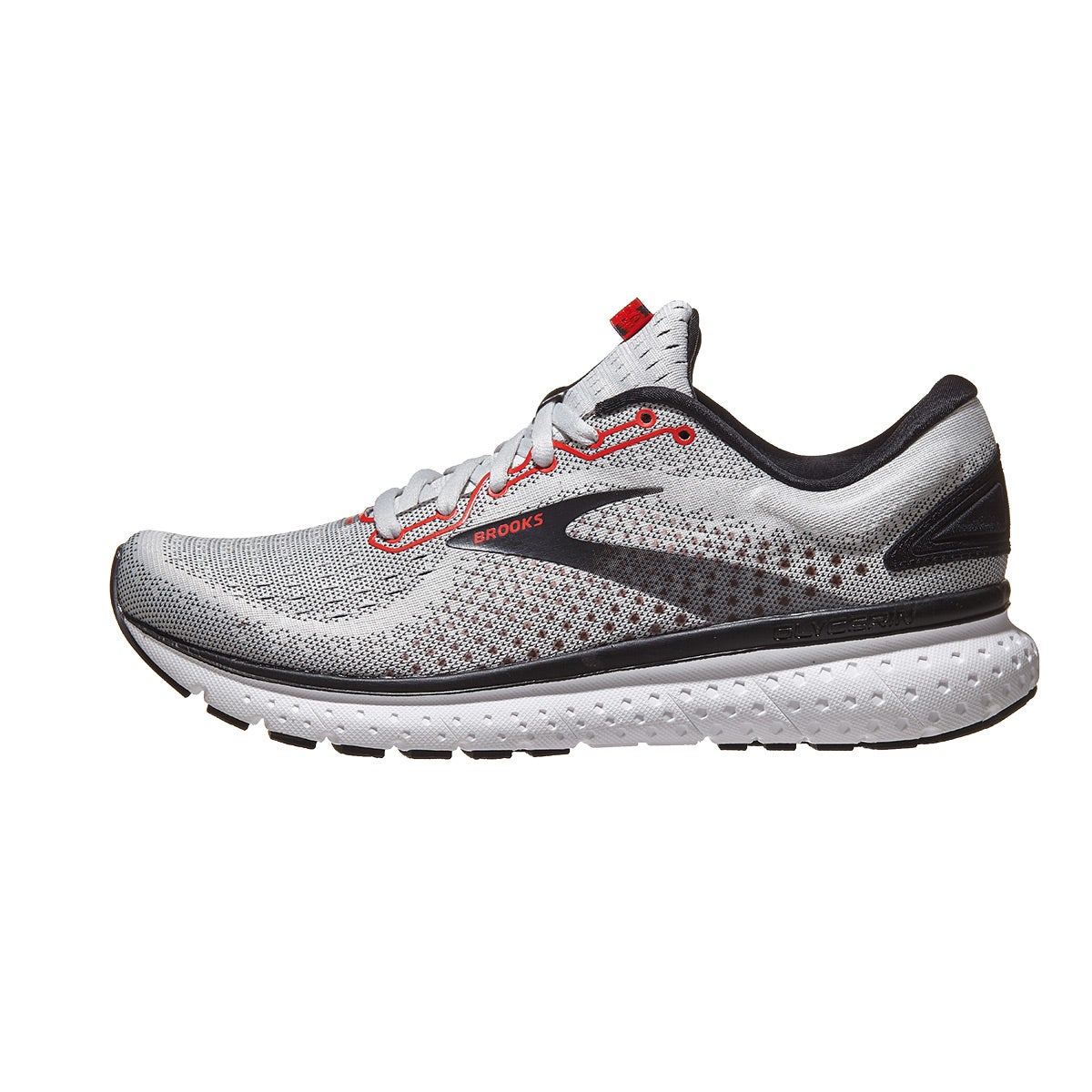 Brooks Glycerin 18 Men's Shoes Grey/Black/Red 360° View | Running Warehouse