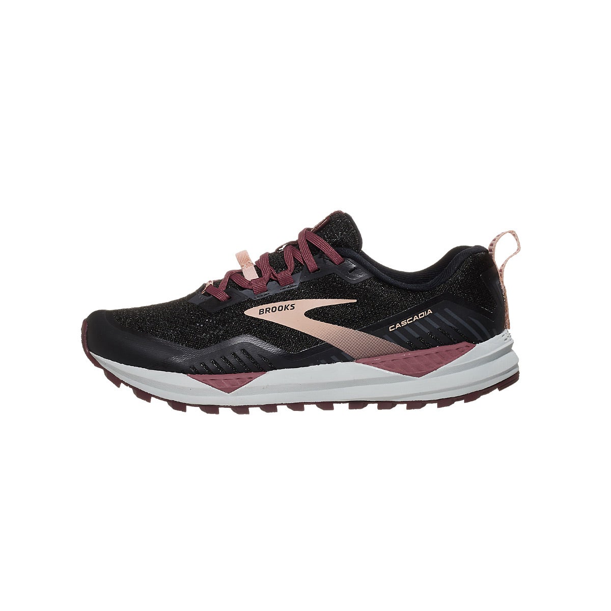 Brooks Cascadia 15 Women's Shoes Black/Ebony/Coral 360° View Running