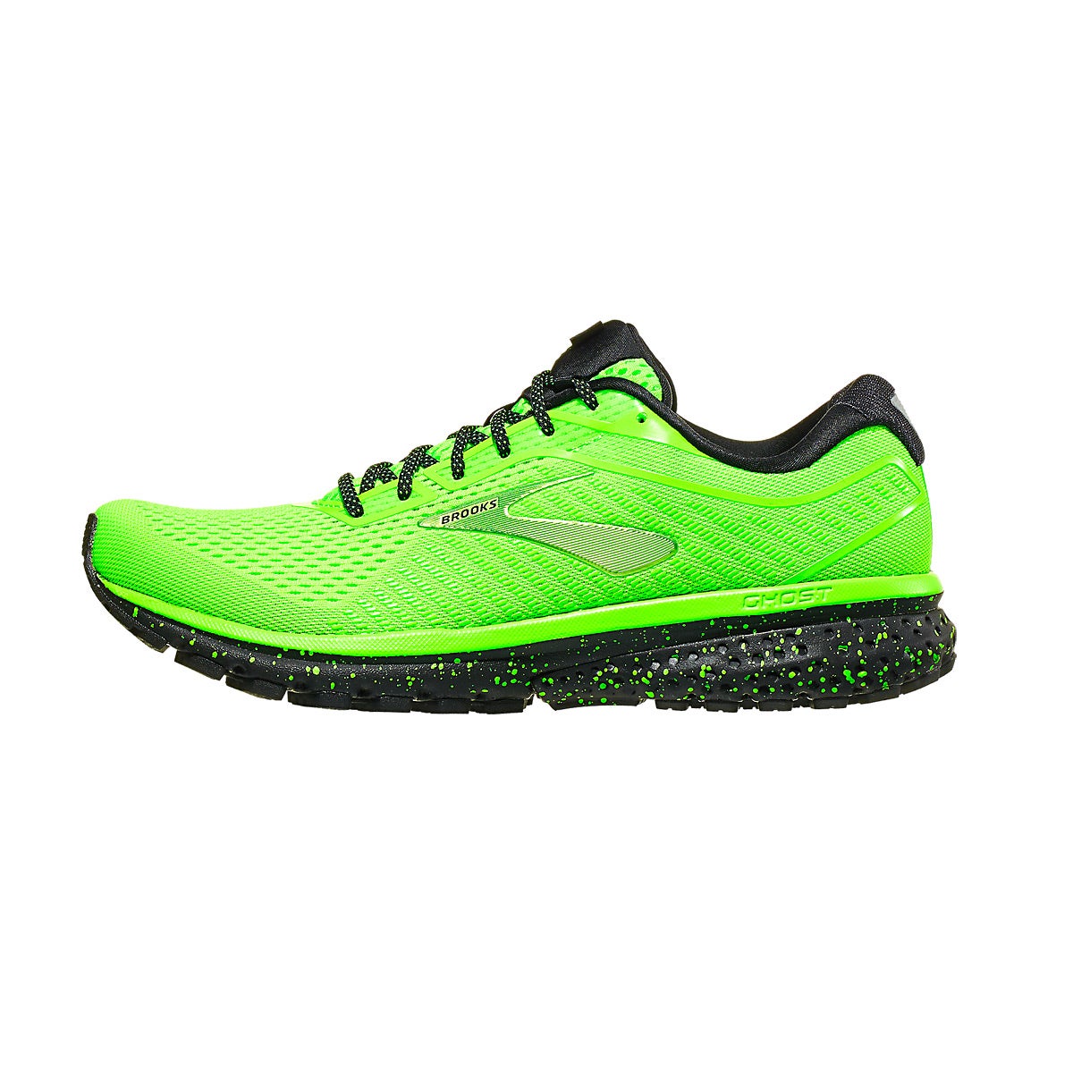 Brooks Ghost 12 Men's Shoes Saturation Green Gecko 360° View Running