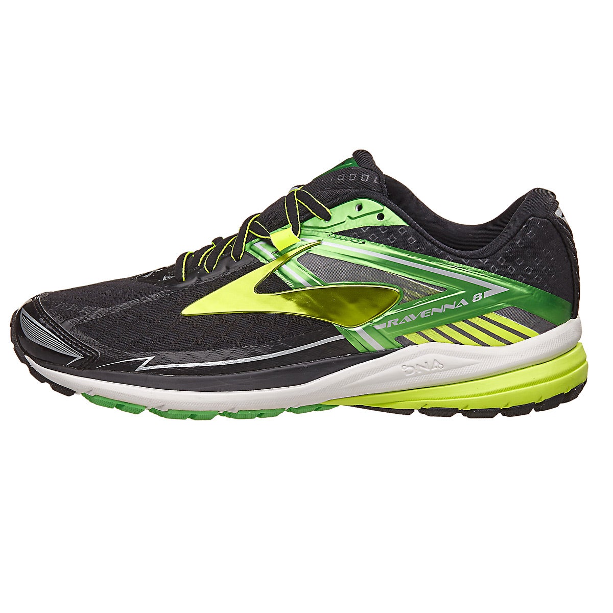 Brooks Ravenna 8 Men's Shoes Black/Green/Nightlife 360° View | Running ...