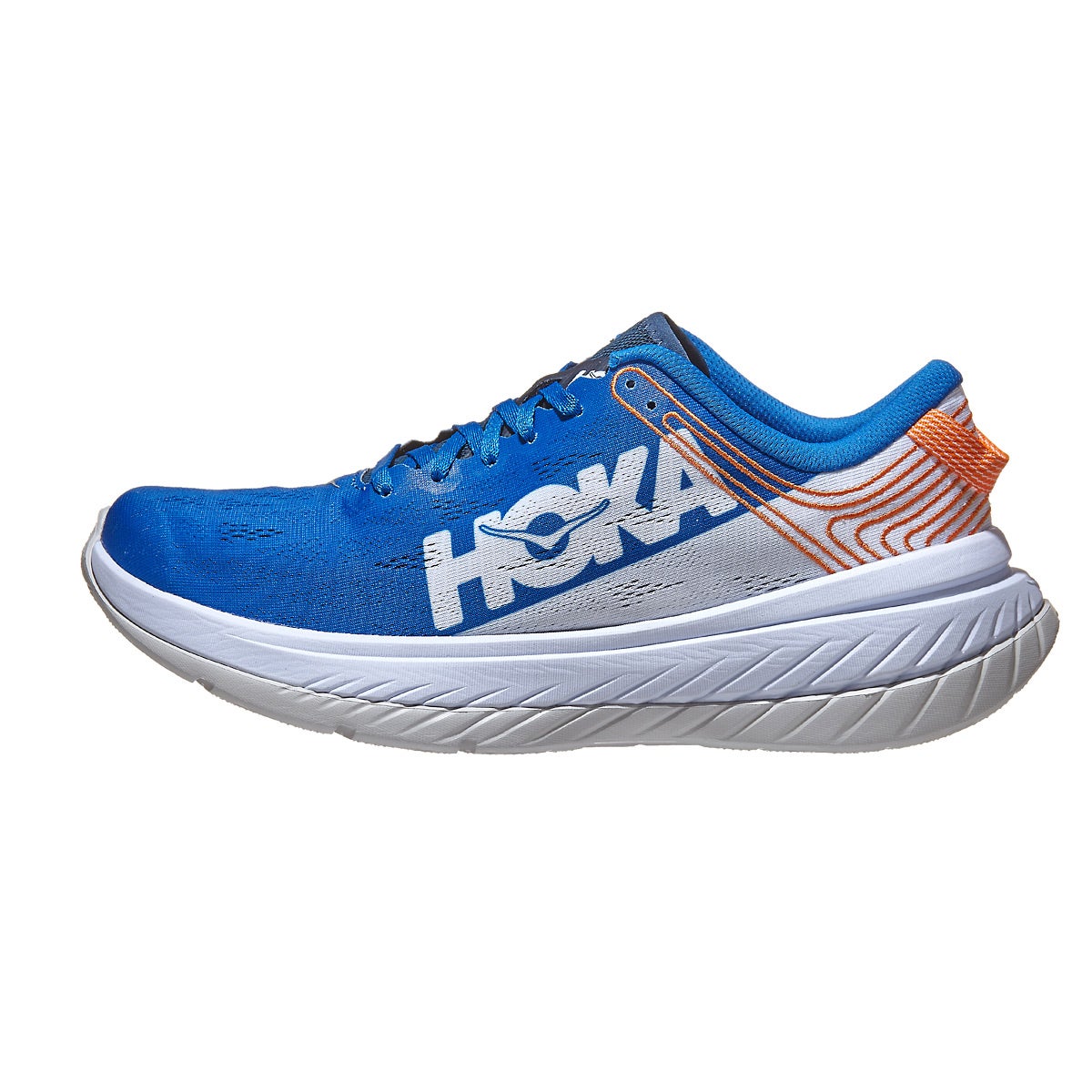 HOKA Carbon X Men's Shoes Imperial Blue/White 360° View | Running Warehouse