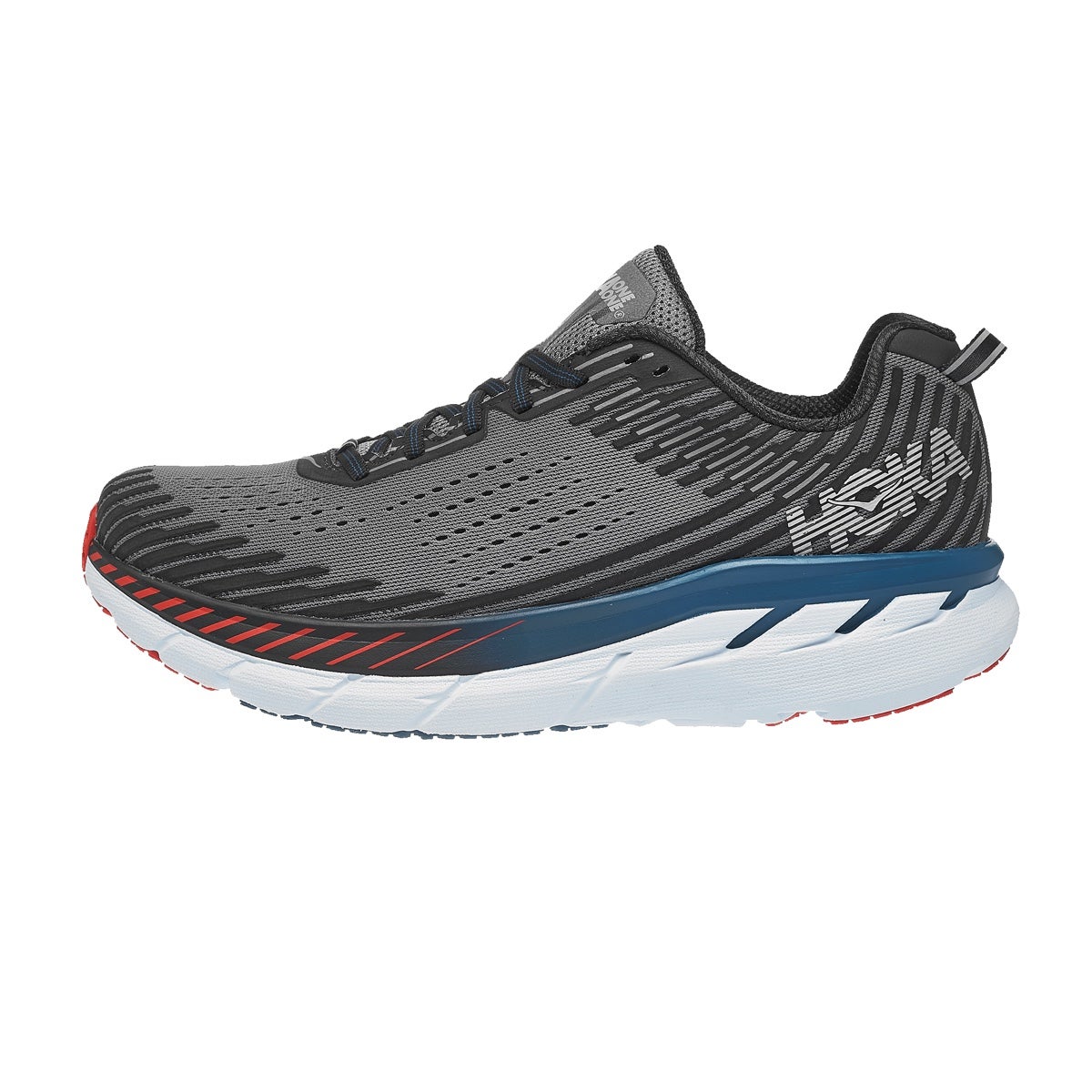 HOKA ONE ONE Clifton 5 Men's Shoes Frost Gray/Ebony 360° View | Running ...