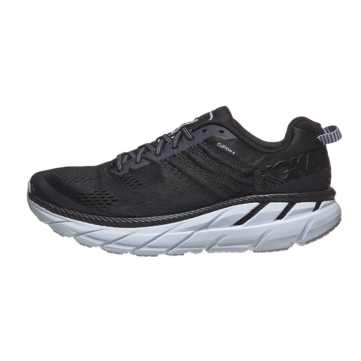 HOKA ONE ONE Clifton 6 Men's Shoes Black/White 360° View | Running ...