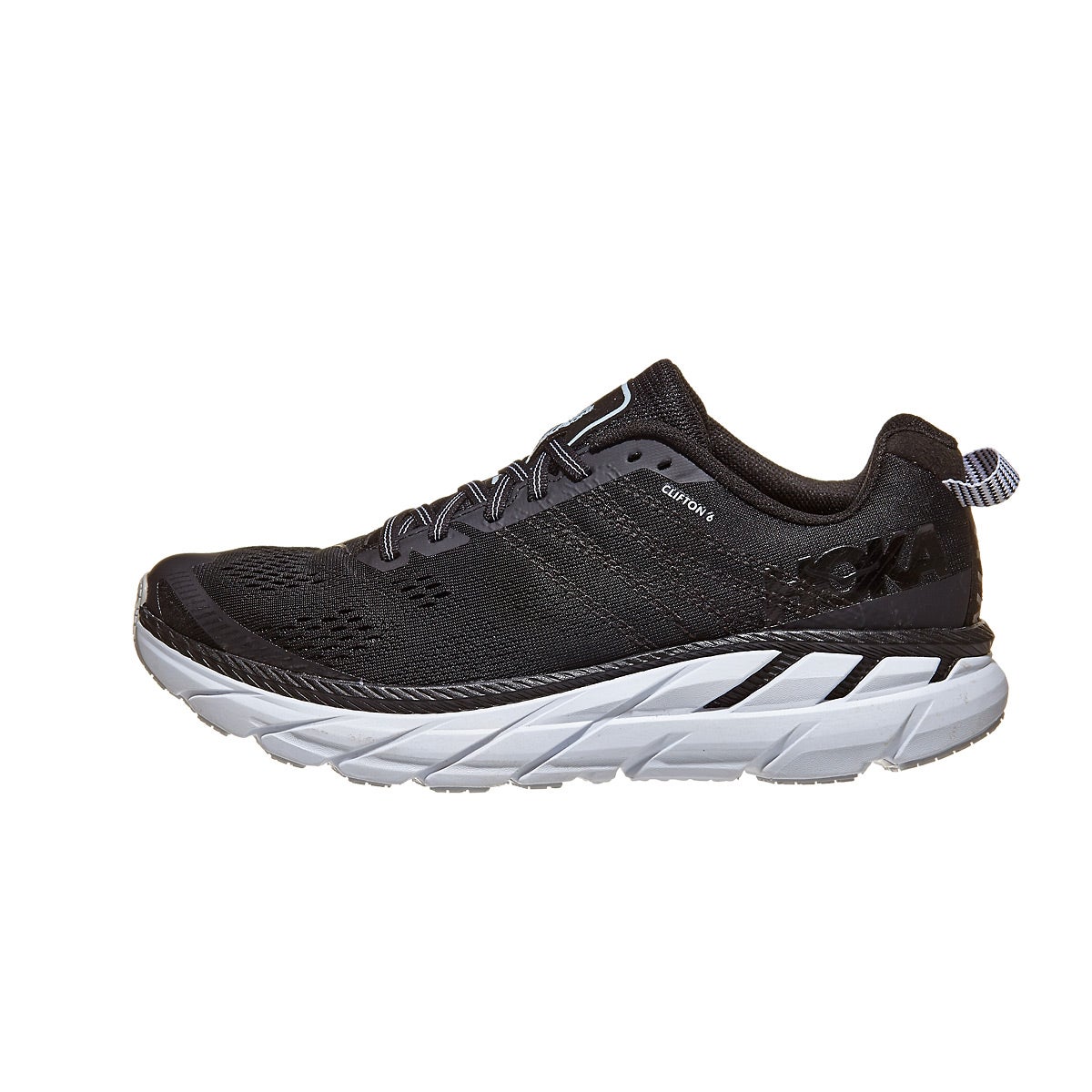 HOKA ONE ONE Clifton 6 Women's Shoes Black/White 360° View | Running ...