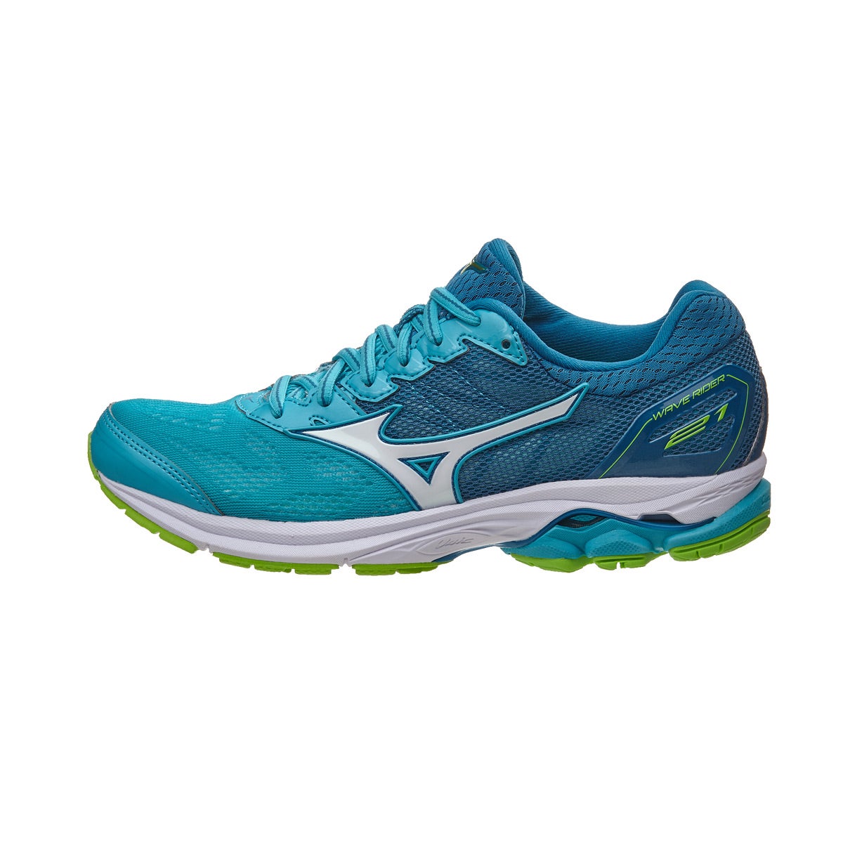 Mizuno Wave Rider 21 Women's Shoes Blue/White/Blue 360° View | Running ...