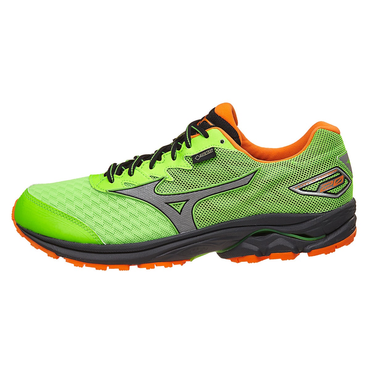 Mizuno Wave Rider 20 G-TX Men's Shoes GreenGecko/Sil 360° View ...