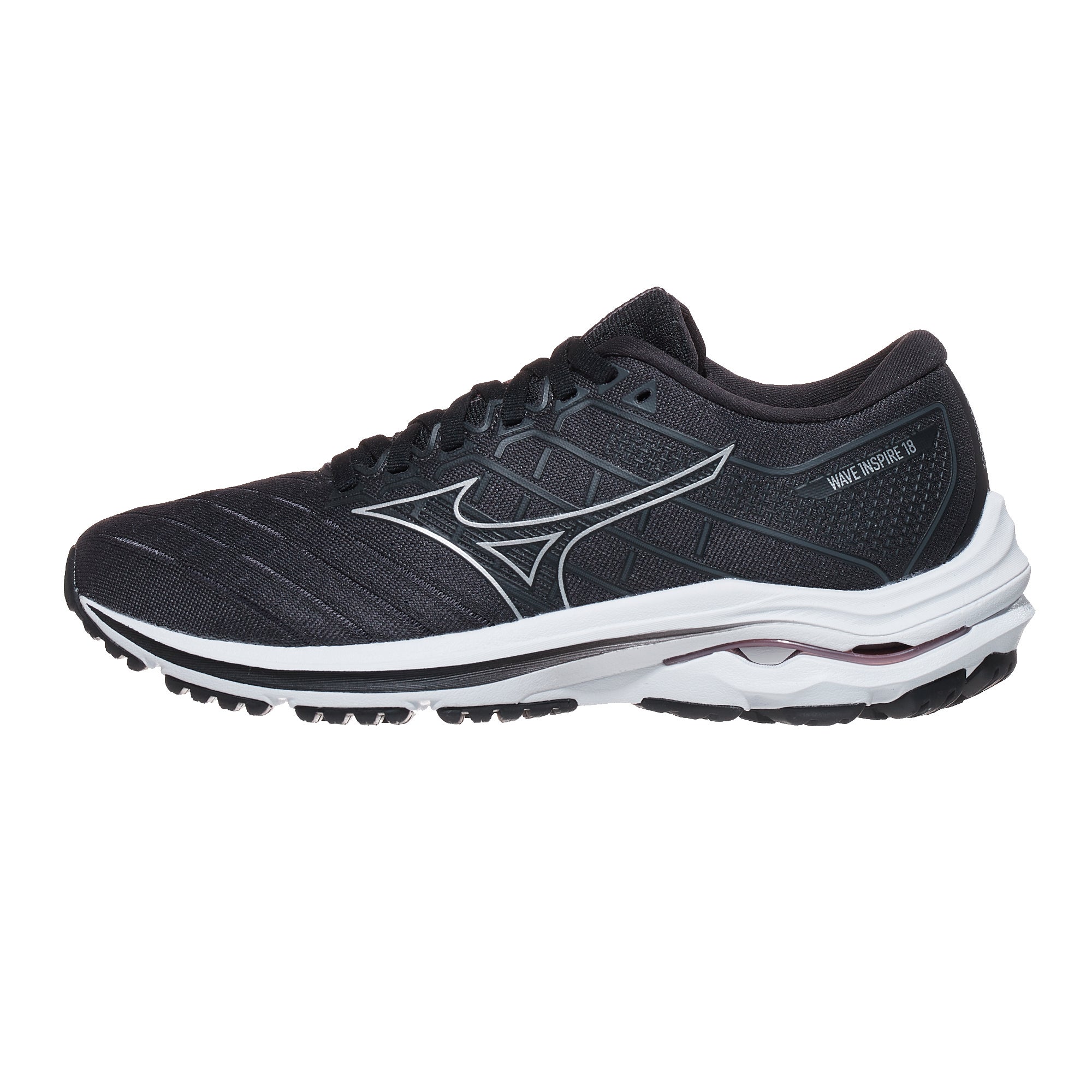 Mizuno Wave Inspire 18 Women's Shoes Black/Silver 360° View Running