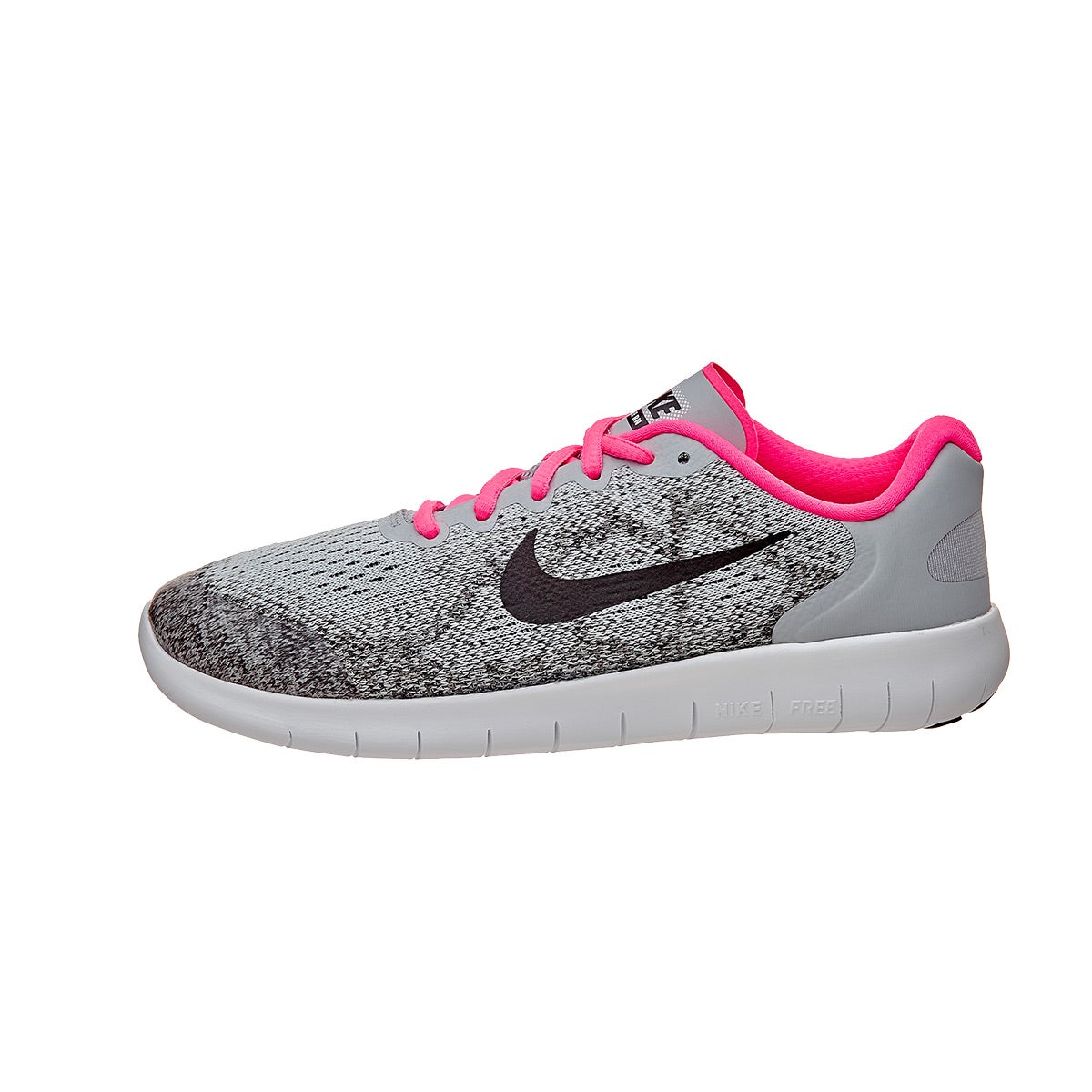 Nike Kids Free RN 2017 GS Girl's Shoes Wolf Grey/Bla 360° View