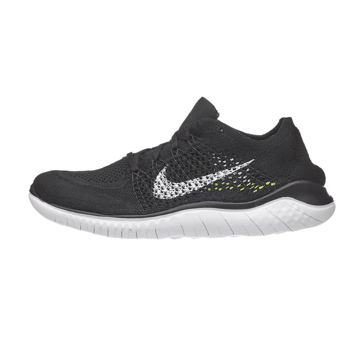 Nike Free RN Flyknit 2018 Men's Shoes Black/White 360° View | Running ...