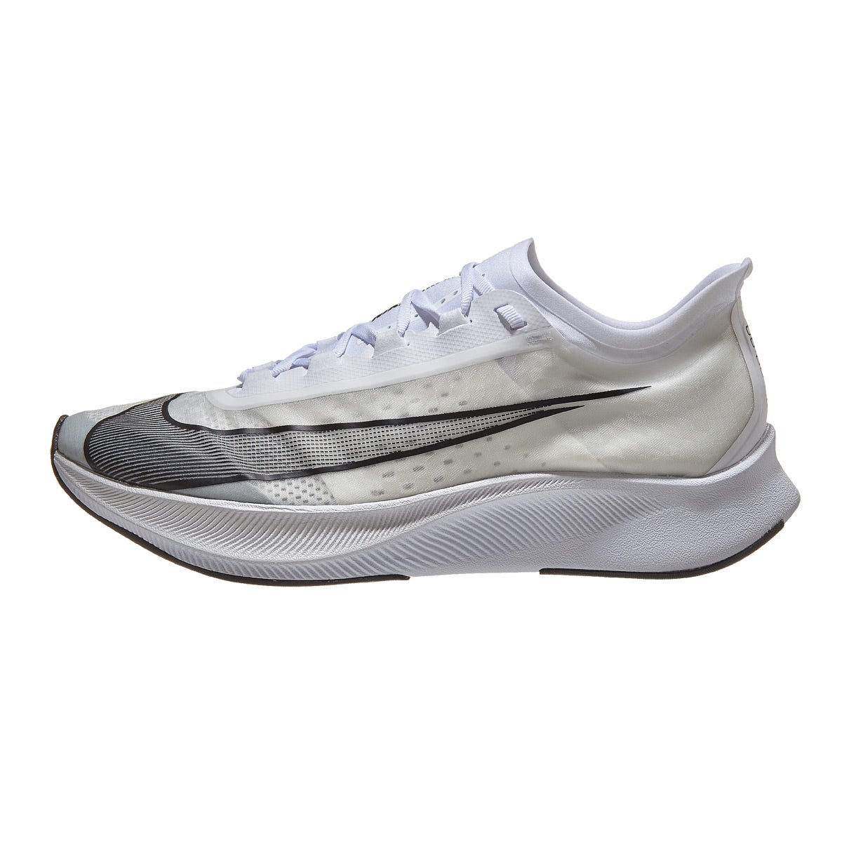Nike Zoom Fly 3 Men's Shoes White/Black/Grey 360° View | Running Warehouse