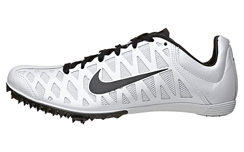 Nike Zoom Maxcat 4 Spikes White/Black 360° View | Running Warehouse