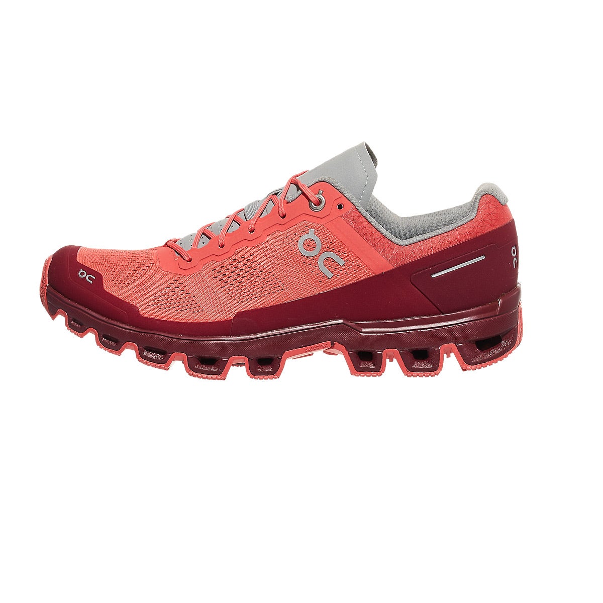 ON Cloudventure Women's Shoes Coral/Mulberry 360° View Running Warehouse