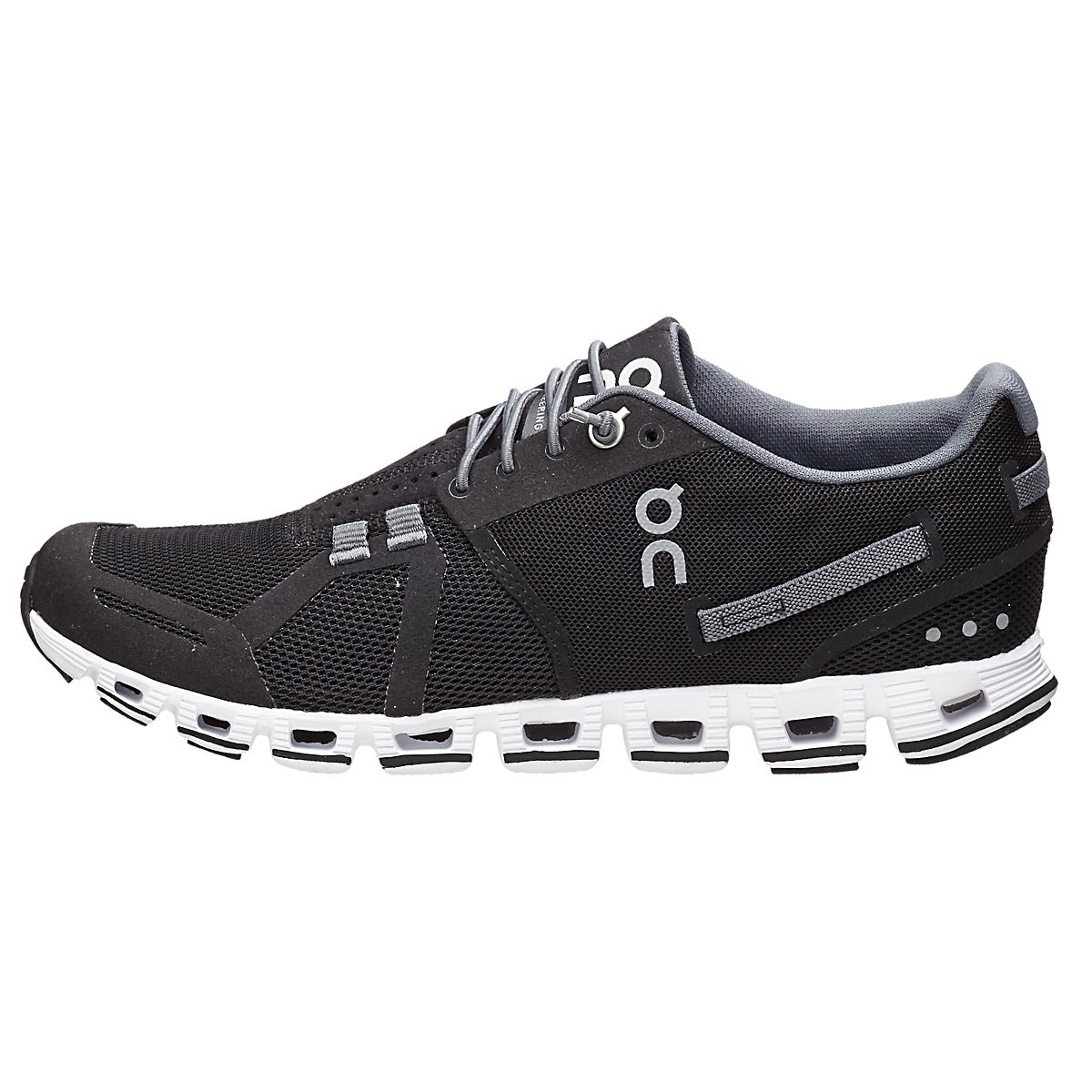 ON The Cloud Women's Shoes Black/White 360° View | Running Warehouse