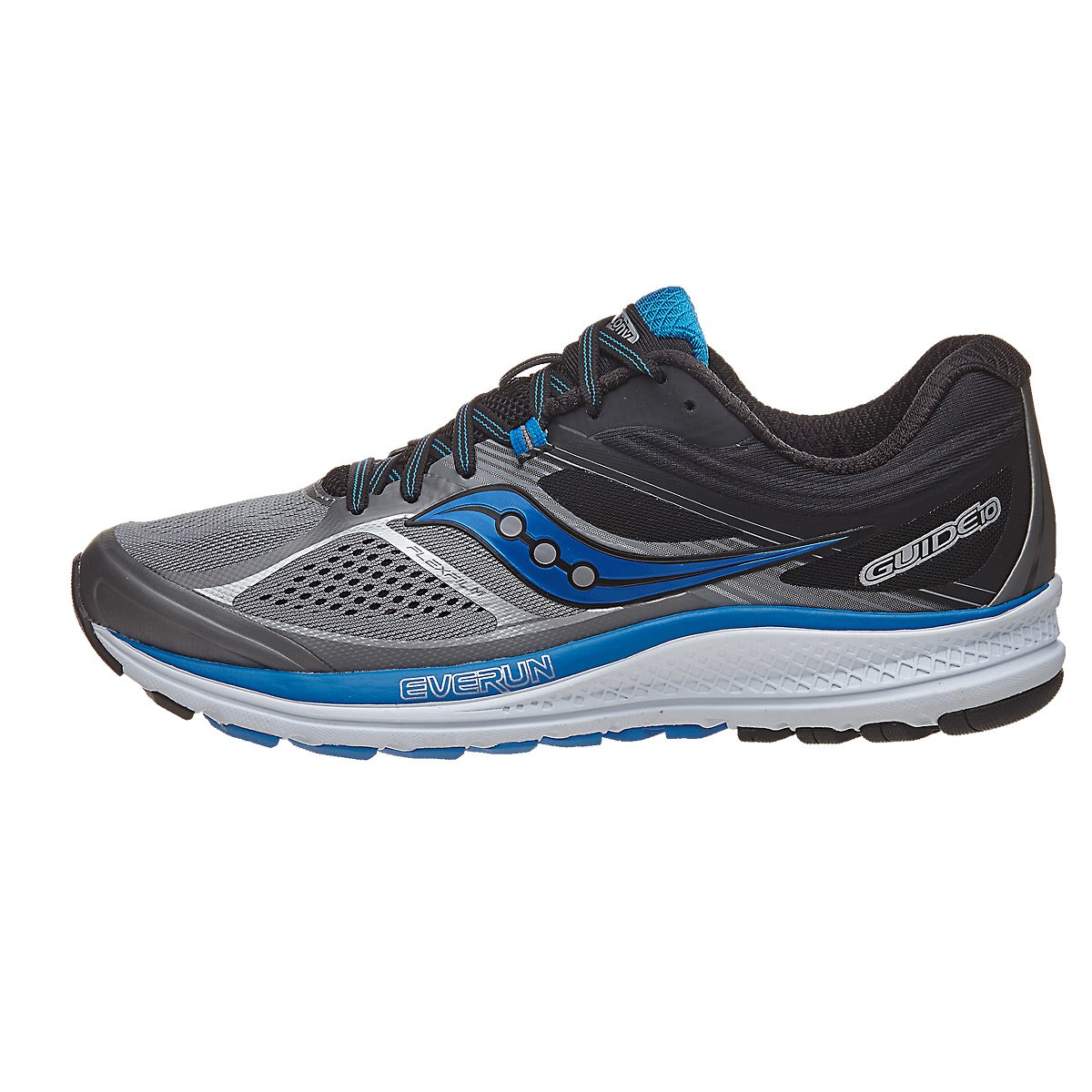 Saucony Guide 10 Men's Shoes Grey/Black/Blue 360° View | Running Warehouse