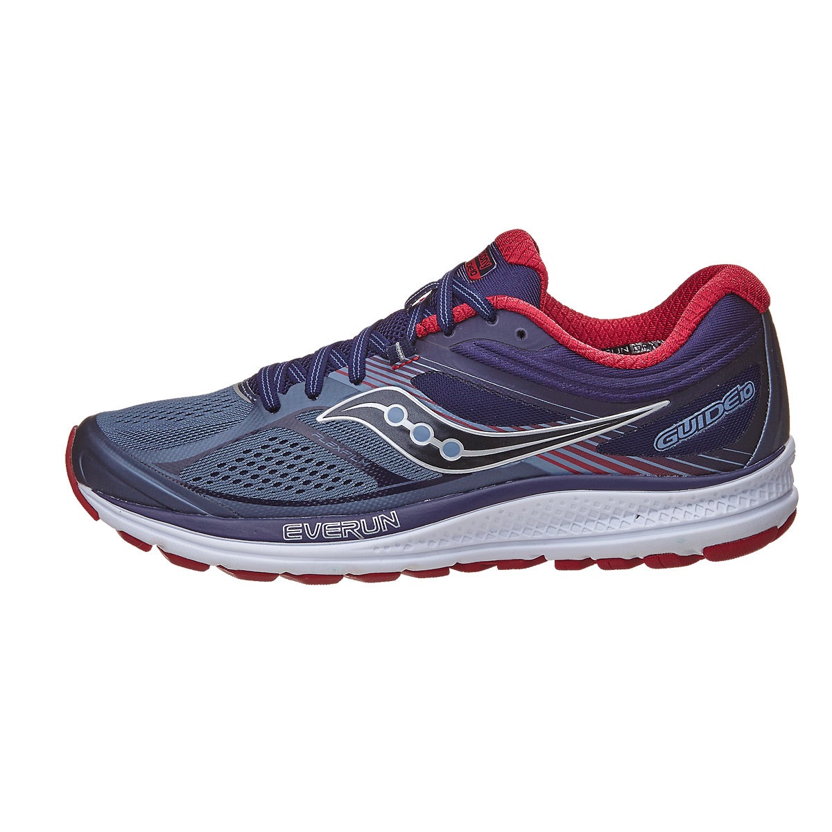 Saucony Guide 10 Men's Shoes Grey/Navy/Red 360° View | Running Warehouse