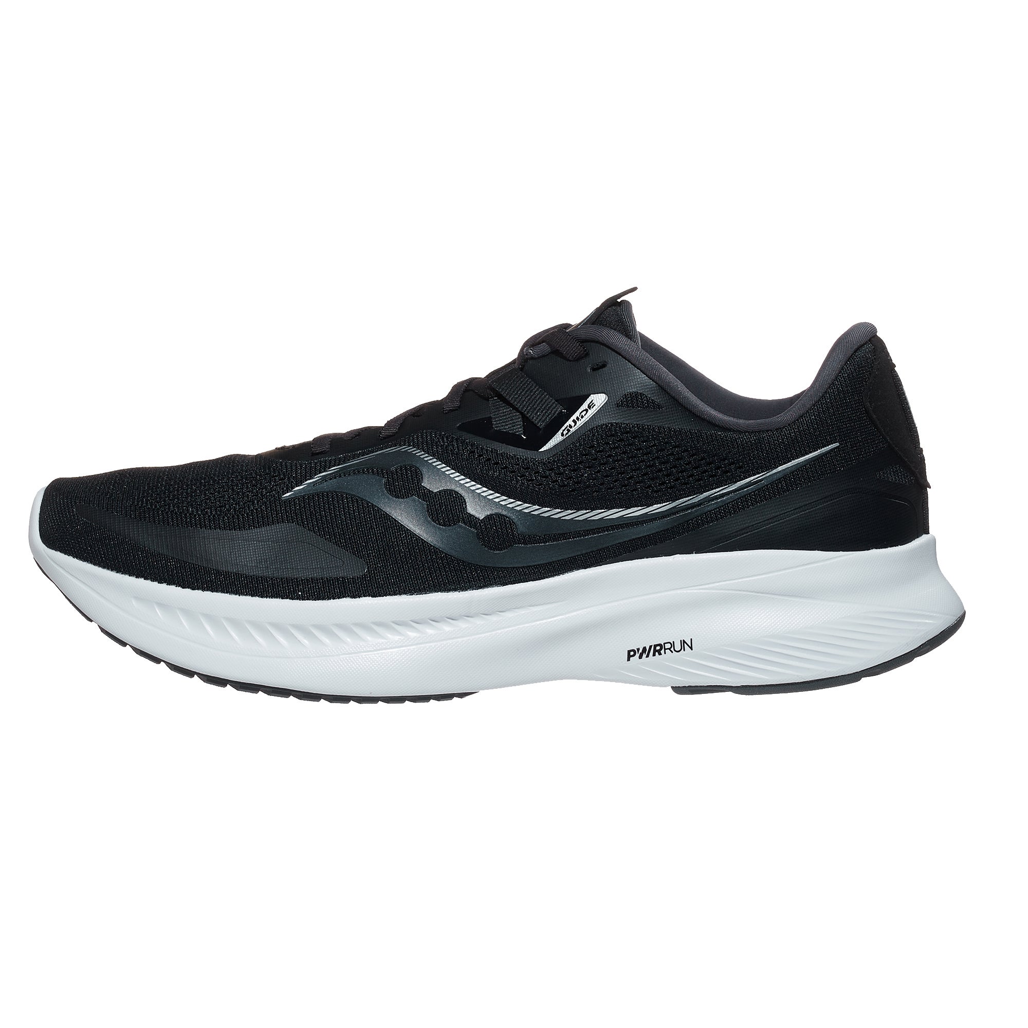 Saucony Guide 15 Men's Shoes Black/White 360° View | Running Warehouse