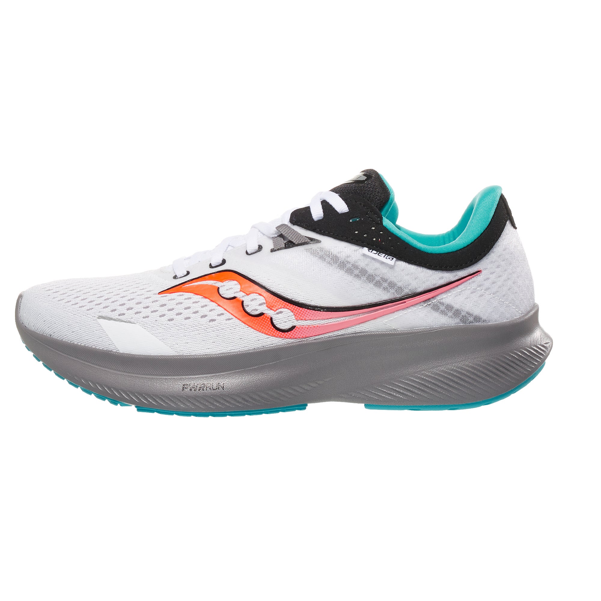 Saucony Ride 16 Men's Shoes White/Gravel 360° View - Tennis Warehouse