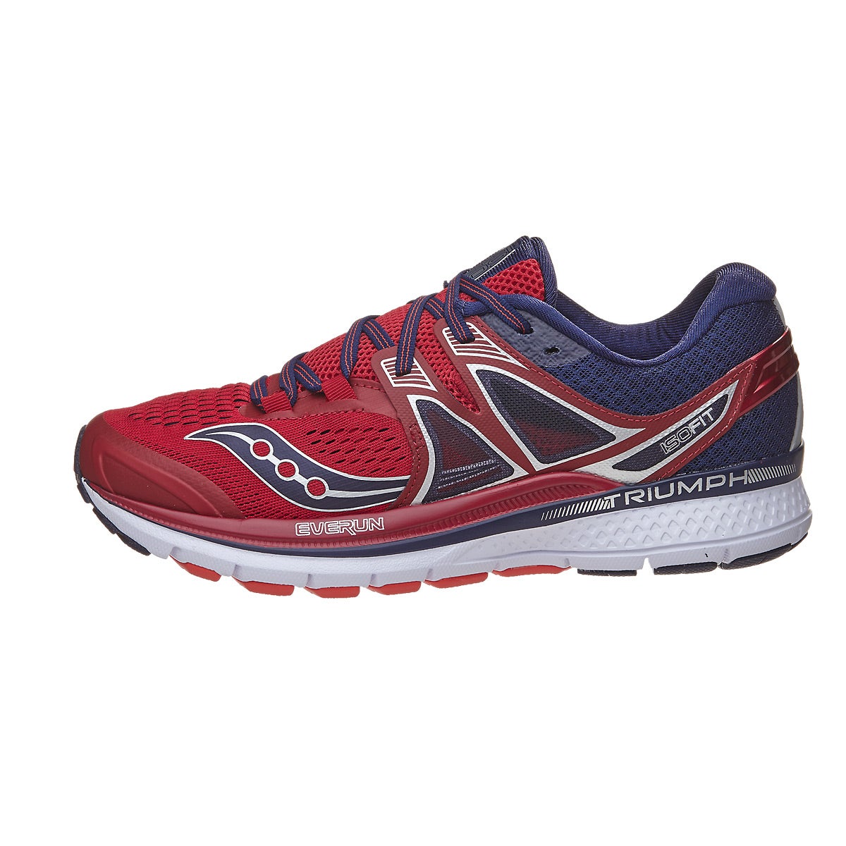 Saucony Triumph ISO 3 Men's Shoes Red/Navy 360° View | Running Warehouse