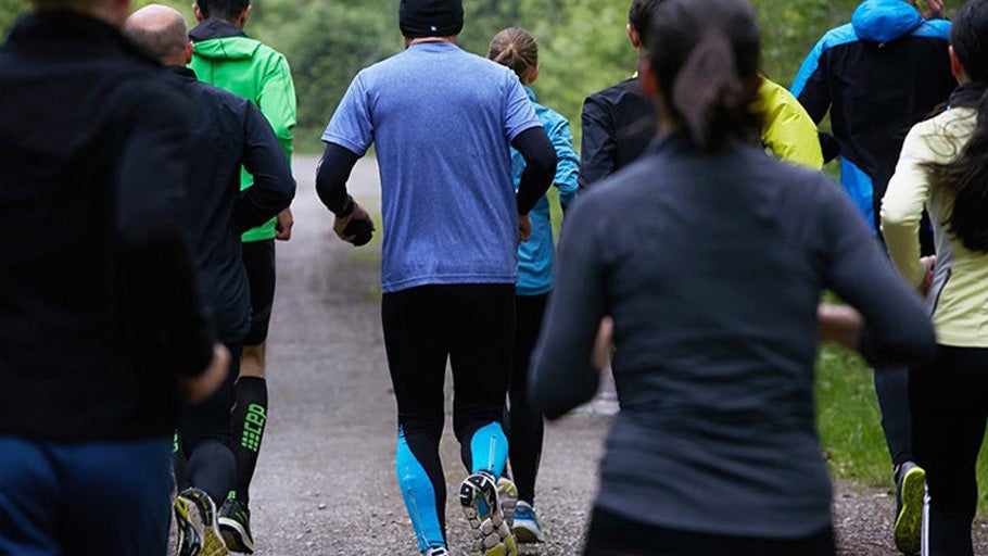 runners outside on the road