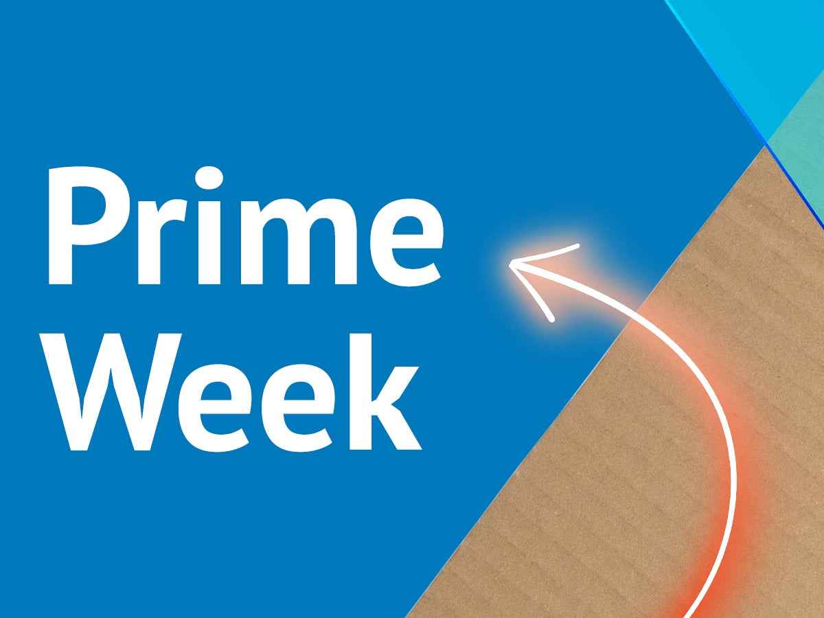 prime week text and an arrow on a blue background