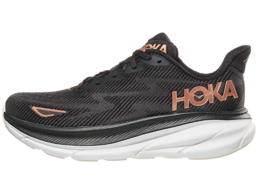 HOKA Clifton 9 Women's Shoes Black/Rose Gold Running Warehouse
