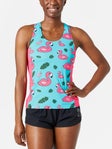 ChicknLegs Women's Blue Flamingos Performance Singlet