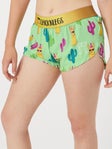 ChicknLegs Women's Green Llamas 1.5" Split Shorts