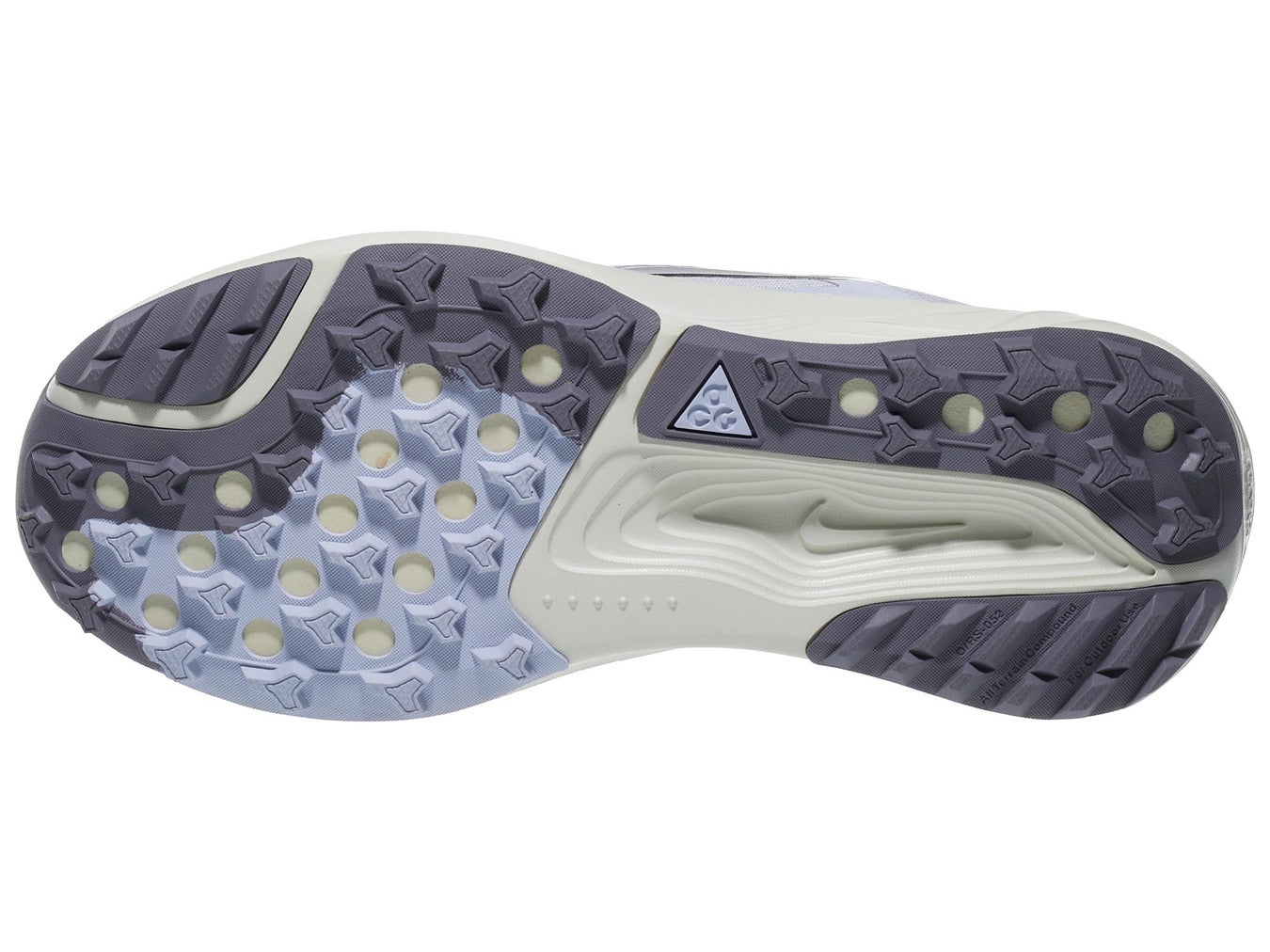 Nike ACG Pegasus in purple color, left shoe facing left, outsole image