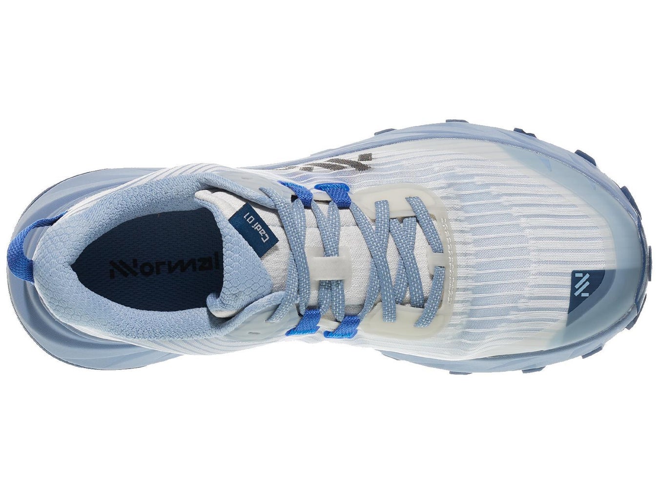 NNormal Cadi in blue, left shoe facing right, top view of the upper