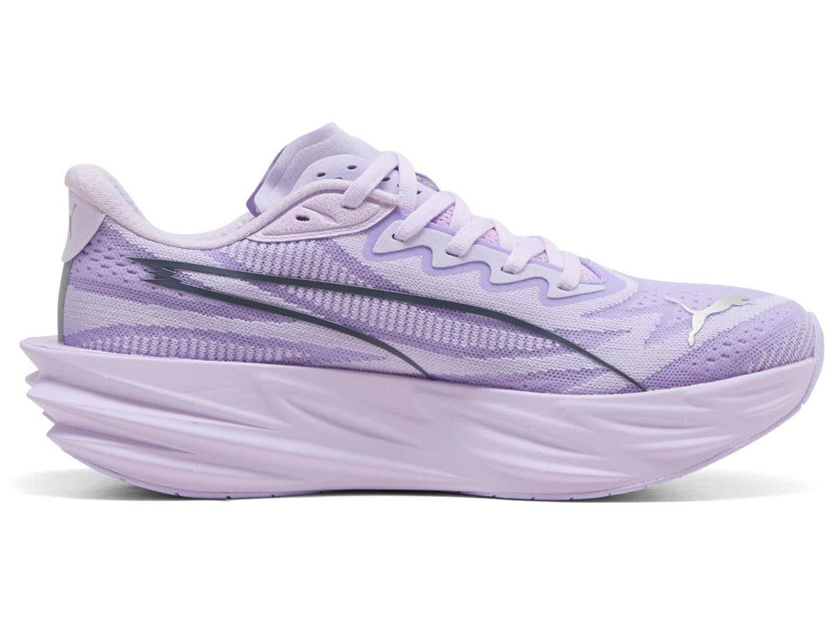 PUMA Deviate Pure profile view in women's lavender colorway