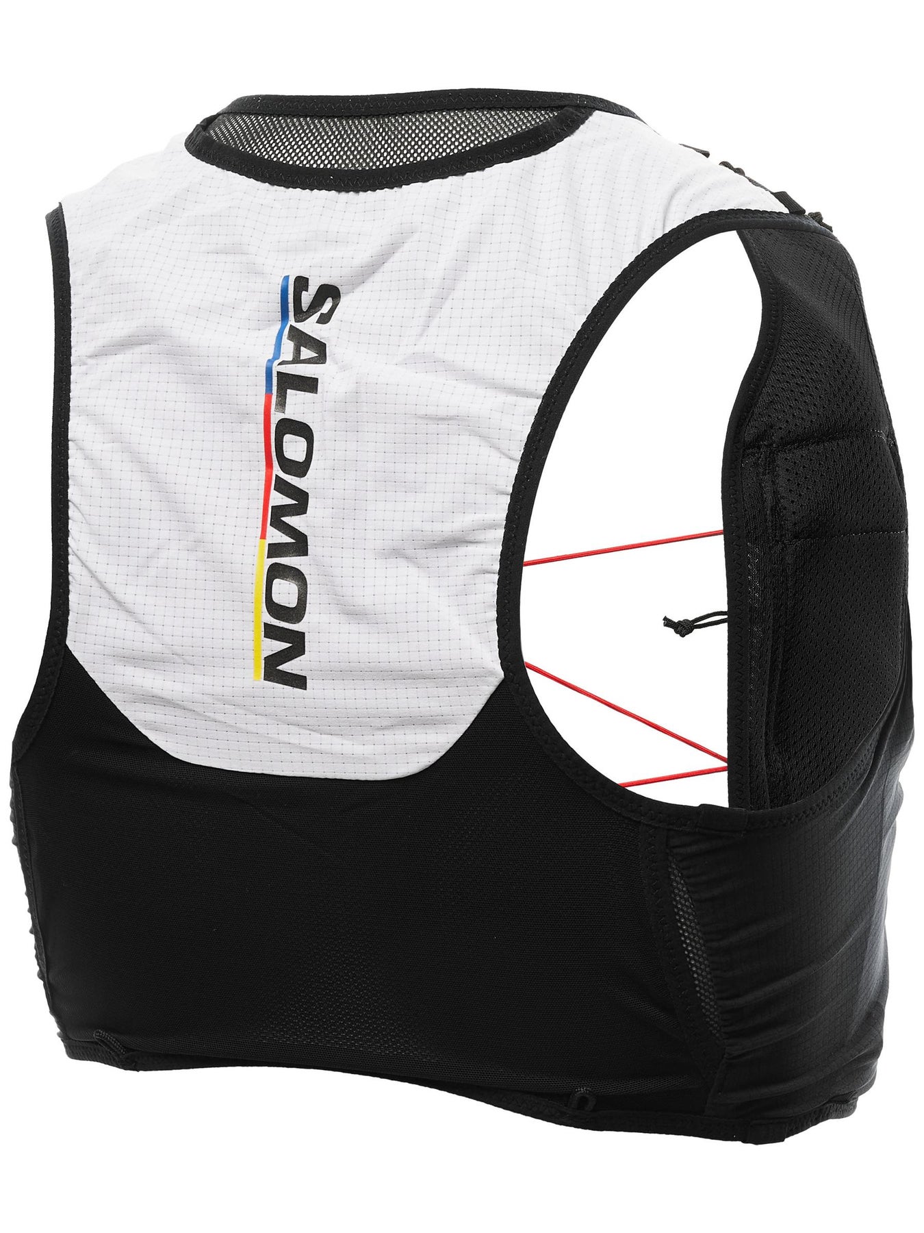 Back view of Salomon Sense Pro 6 Set hydration pack in black and white color