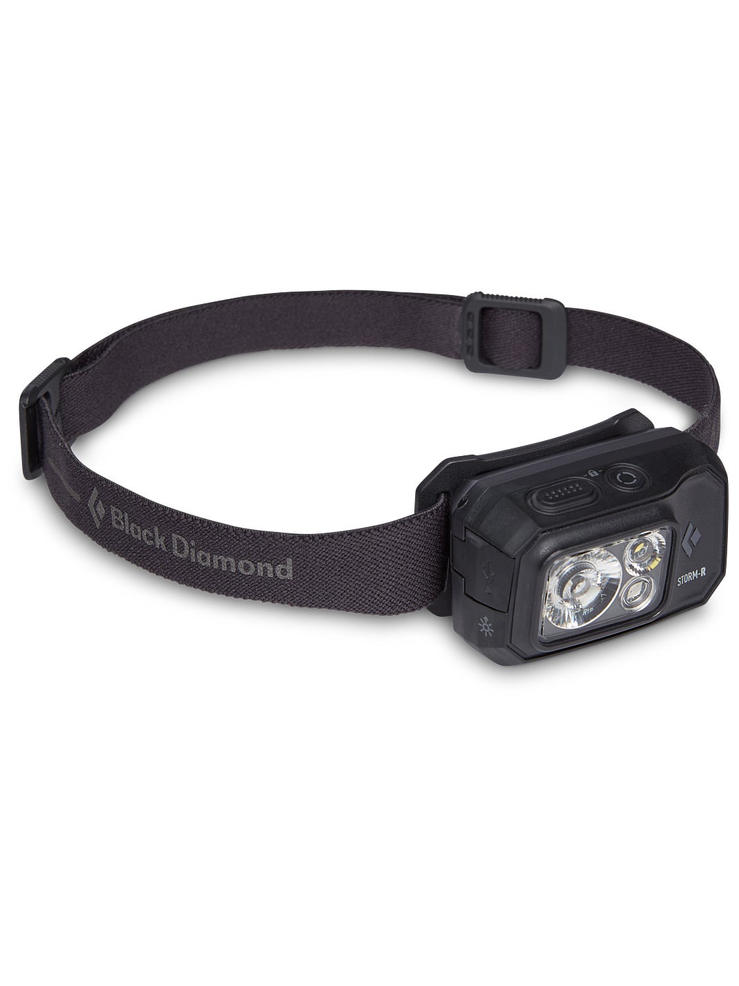 Angled view of the Black Diamond Storm 500-R Rechargeable Headlamp