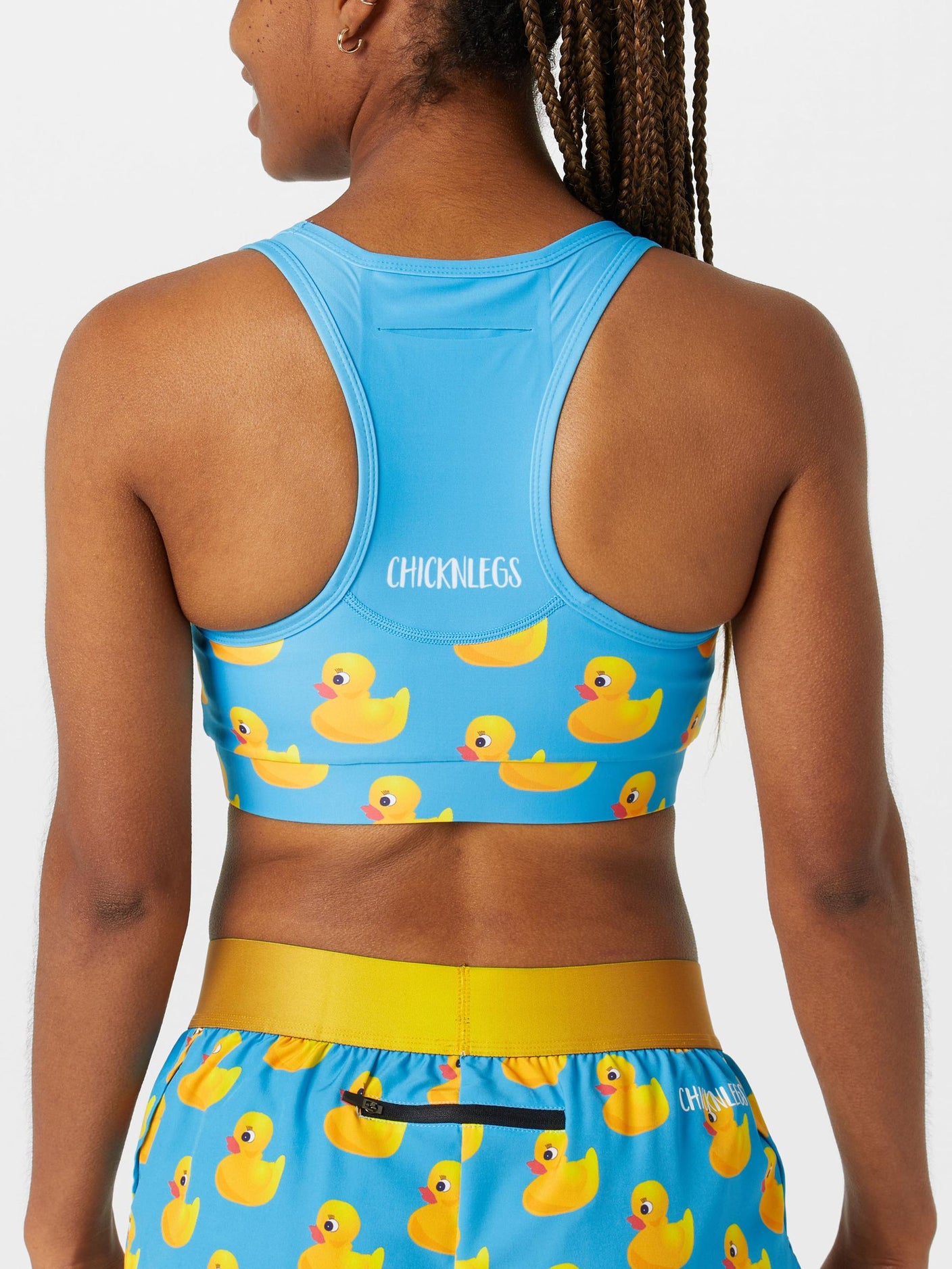Back view of model wearing a ChicknLegs Sports Pocket Bra