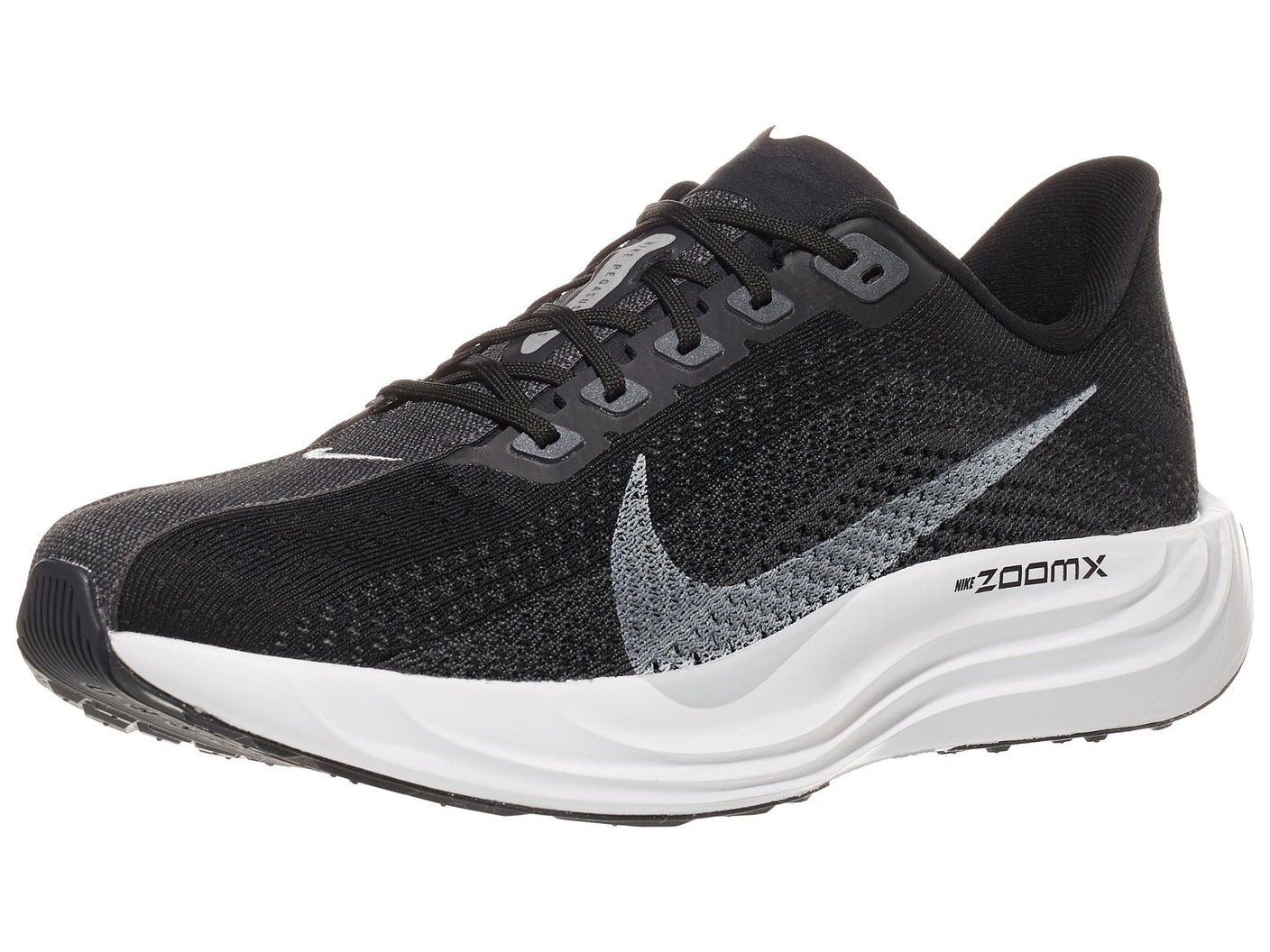 Angled view of Nike Men's Pegasus Premium running shoe in black/white color