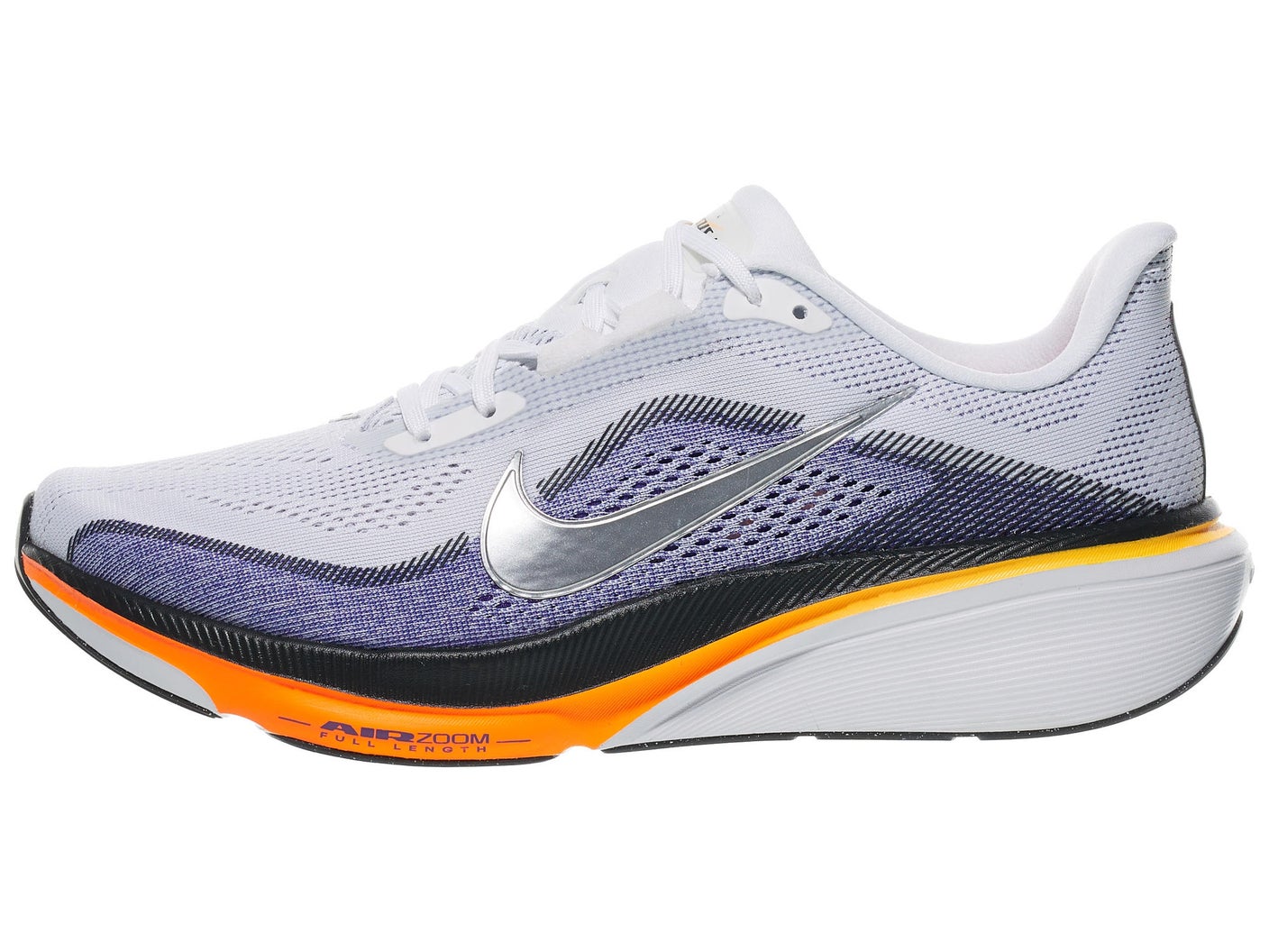 Medial side of Men's Pegasus 42 running shoe in colors grey and orange