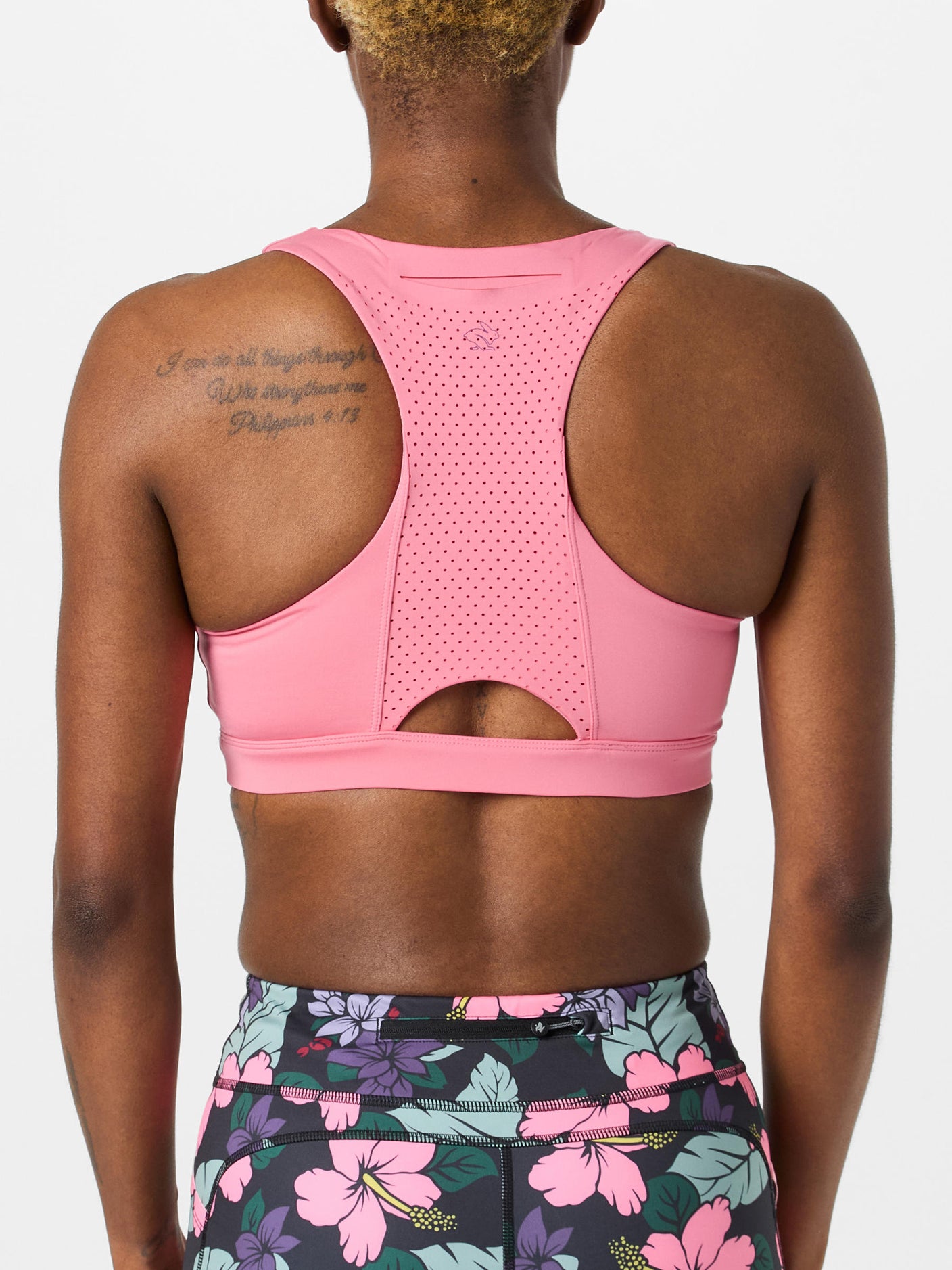 Back view of model wearing rabbit Pocket Sports Bra