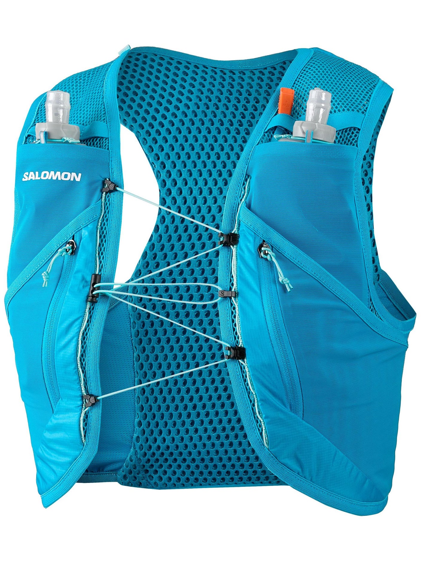 Front view of Salomon Active Skin Set Pack Hydration vest in Blue Danube color