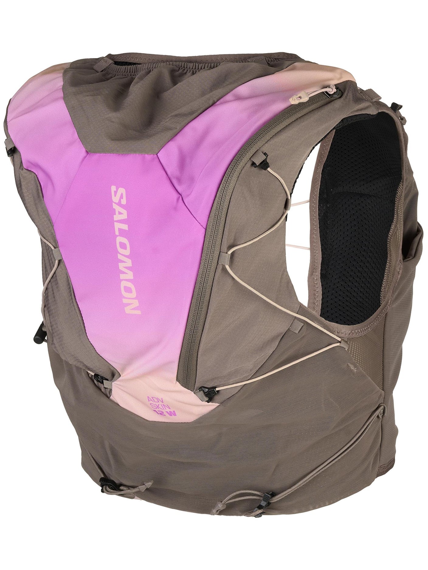 Back view of Salomon Women's ADV Skin Set Hydration vest in khaki and white color