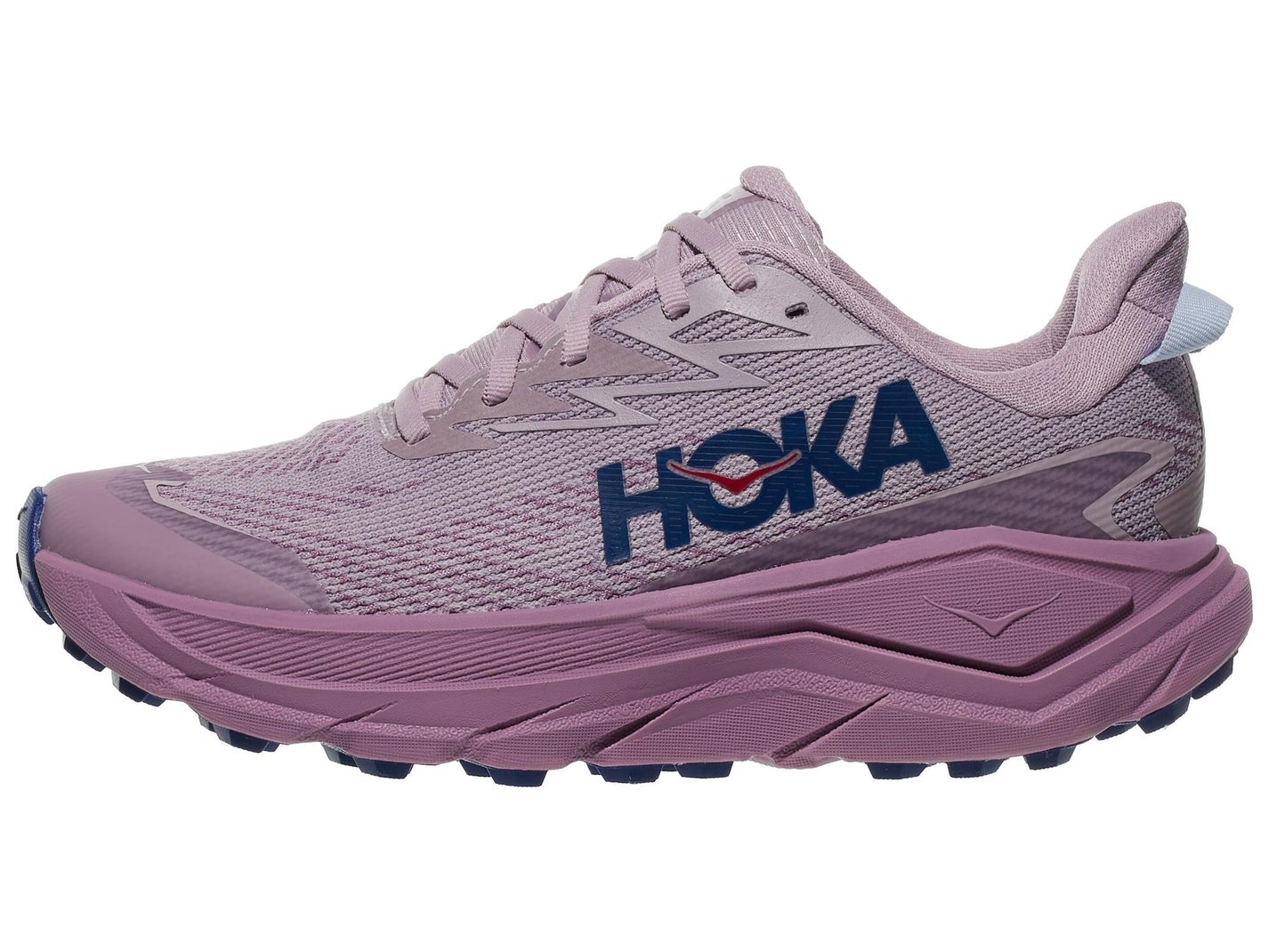 Women's HOKA Challenger 8 Frag Lilac left shoe facing left