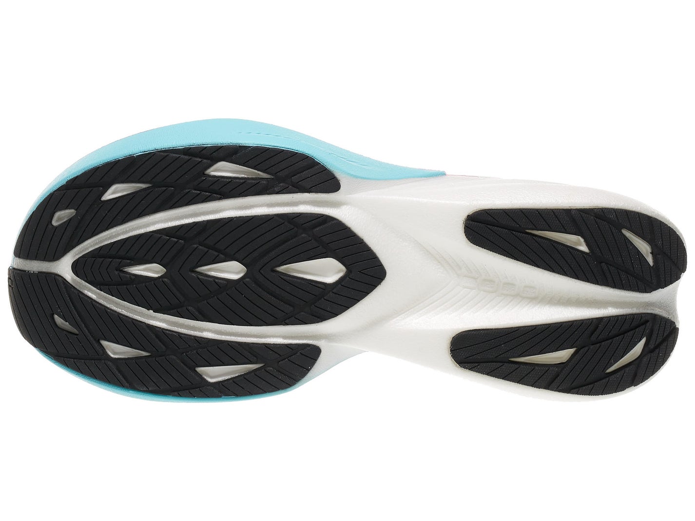 Bottom view of Men's Topo Specter 3 in a White/Sky colorway