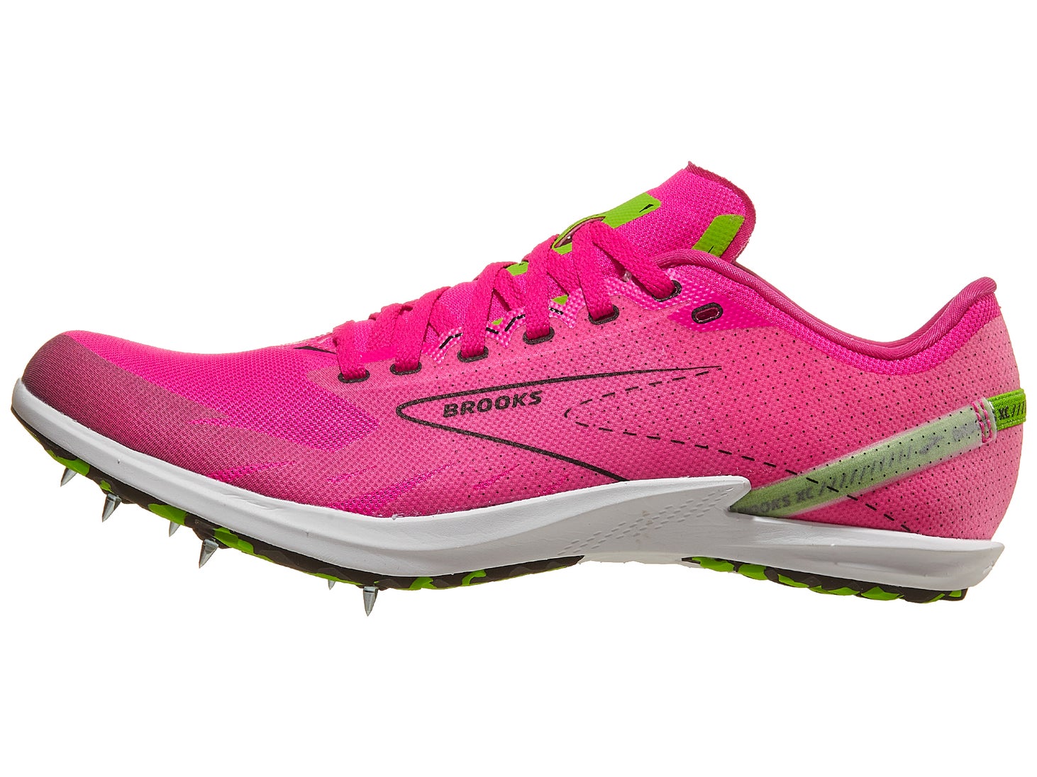 Brooks Draft XC Spikes Unisex Pink Glo/Green/Black Running Warehouse